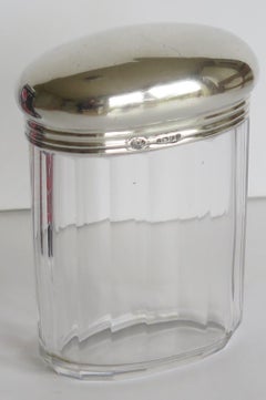 Glasflasche oder Krug aus Kristallschliff oder Glas mit 41 g Sterlingsilberplatte, W Leuchars London 1881