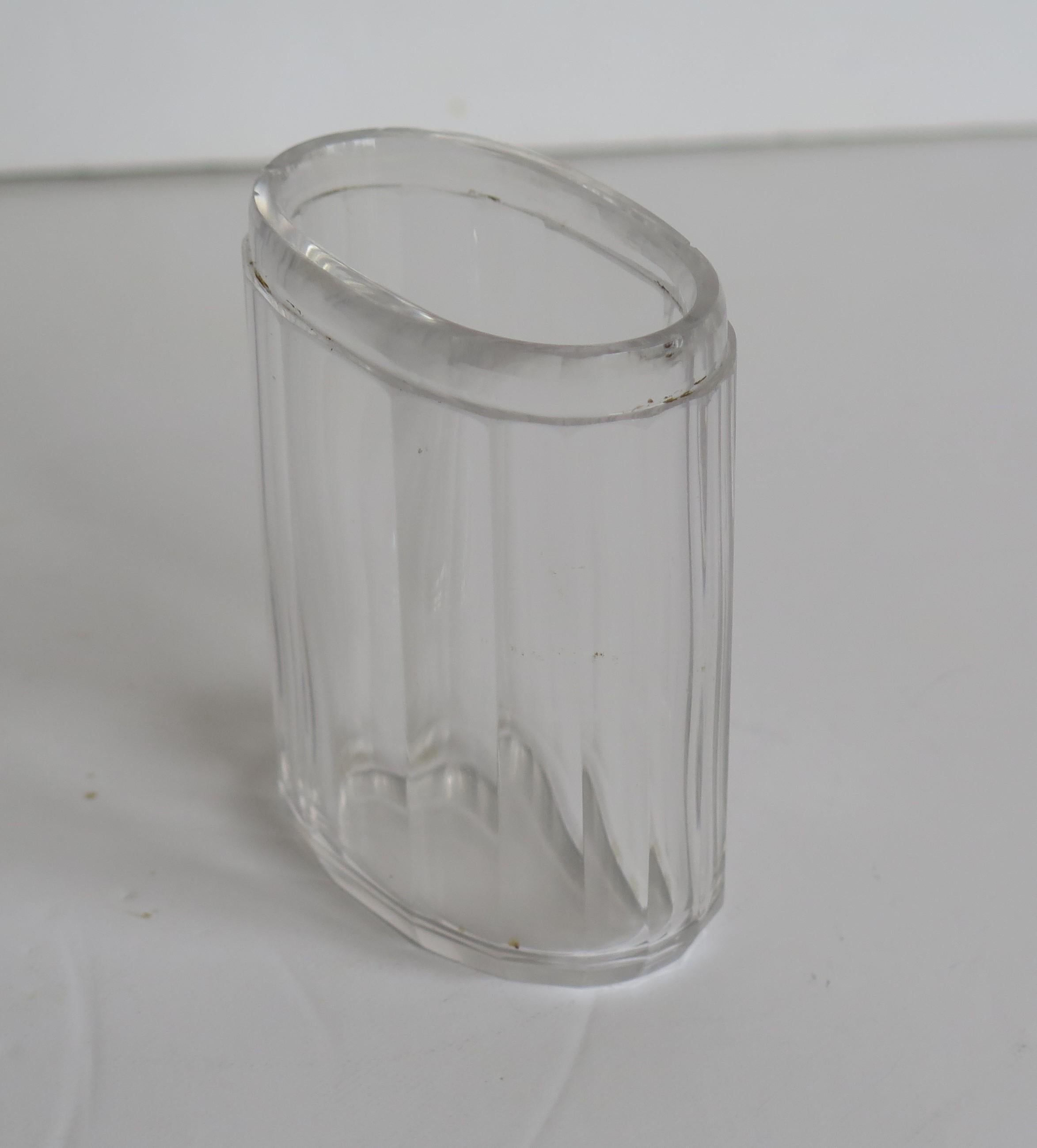 Crystal Cut Glass Bottle or Jar 41gm Sterling Silver Top, W Leuchars London 1881 2