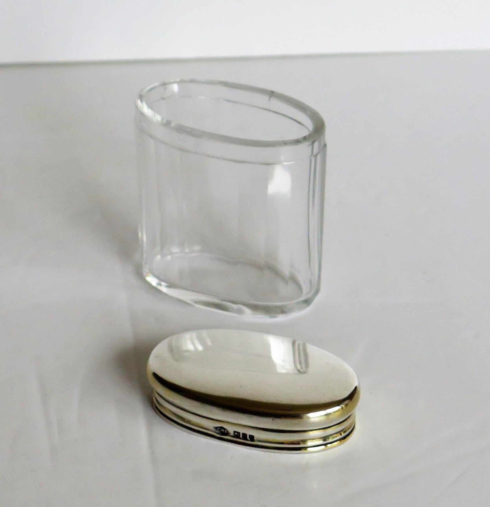 Crystal Cut Glass Bottle or Jar Sterling Silver Top by Edward & Sons London 1911 2