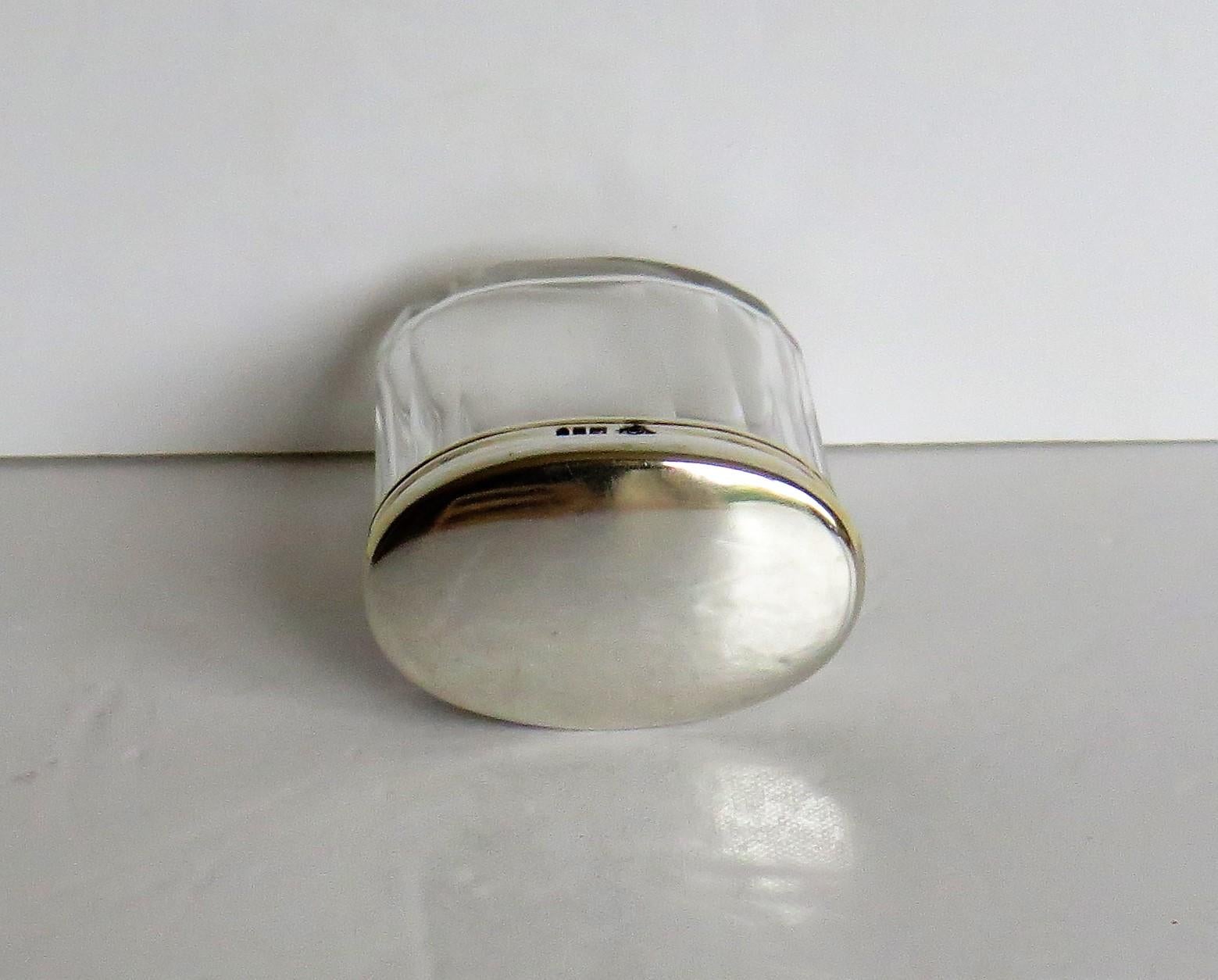 Crystal Cut Glass Bottle or Jar Sterling Silver Top by Edward & Sons London 1911 3
