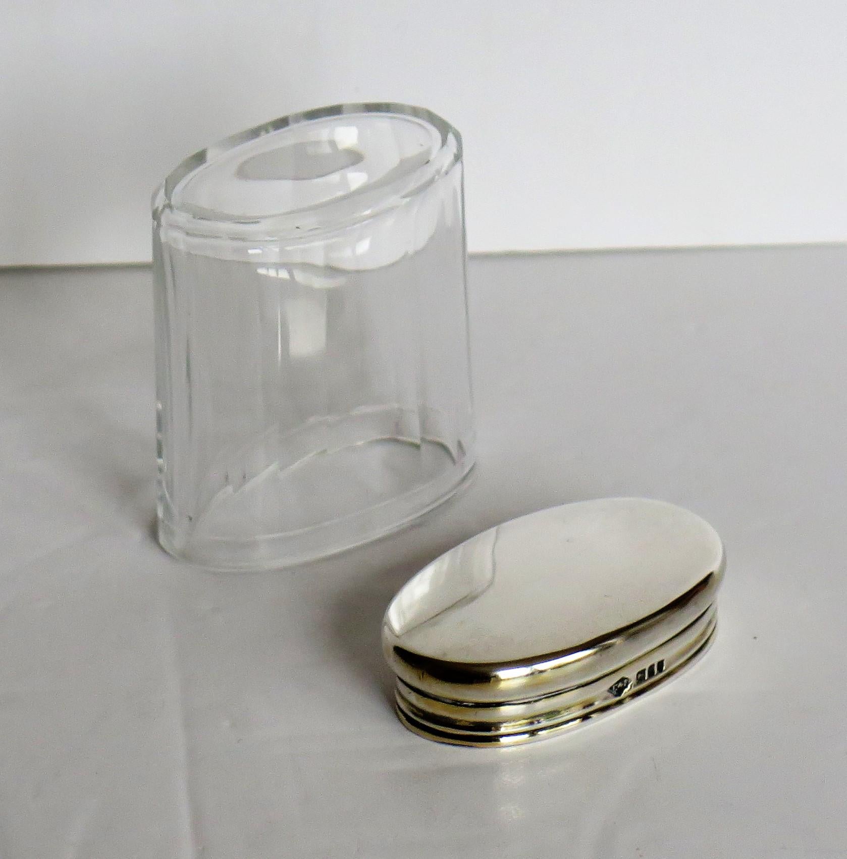 Crystal Cut Glass Bottle or Jar Sterling Silver Top by Edward & Sons London 1911 4