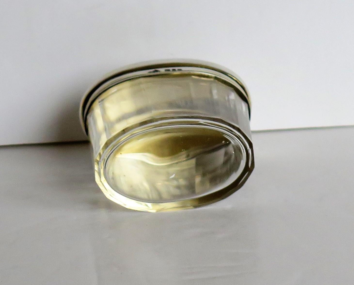 Crystal Cut Glass Bottle or Jar Sterling Silver Top by Edward & Sons London 1911 7