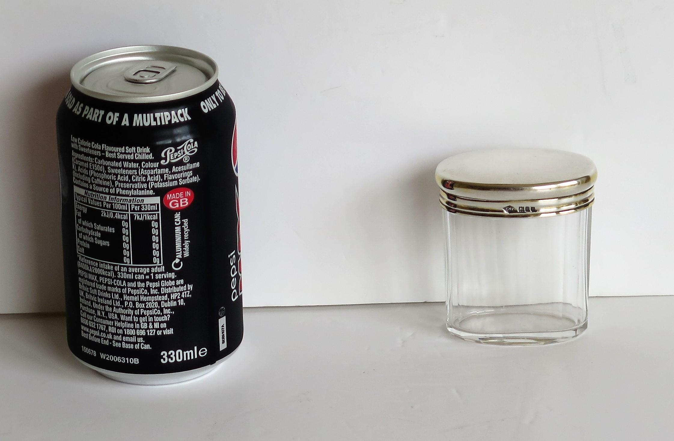 Crystal Cut Glass Bottle or Jar Sterling Silver Top by Edward & Sons London 1911 8
