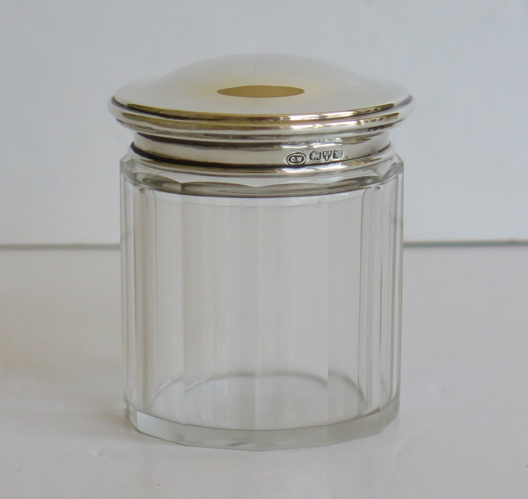 Crystal Cut Glass Jar with Sterling Silver Top by Owen Williams, Chester, 1922 4