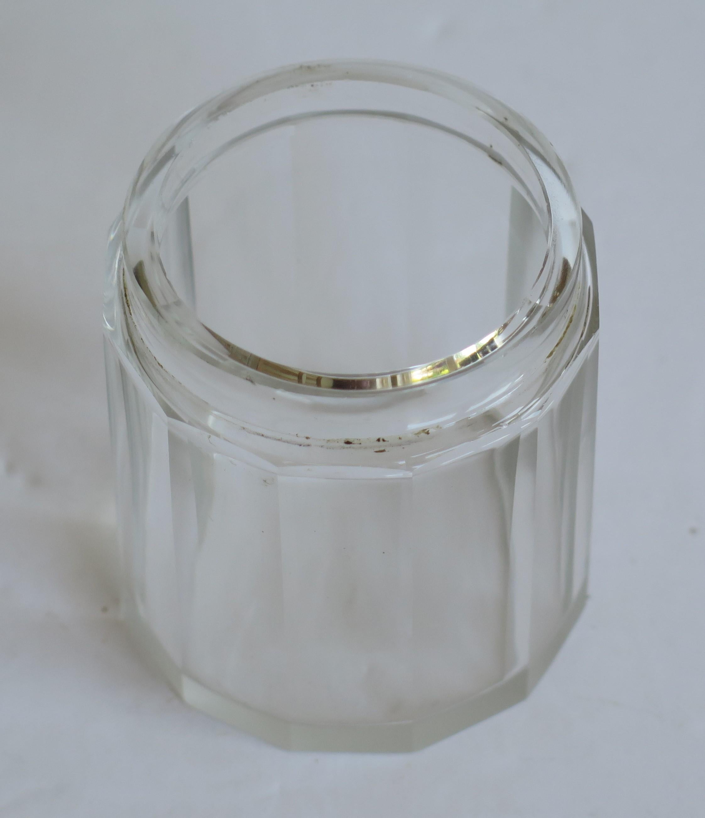 20th Century Crystal Cut Glass Jar with Sterling Silver Top by Owen Williams, Chester, 1922