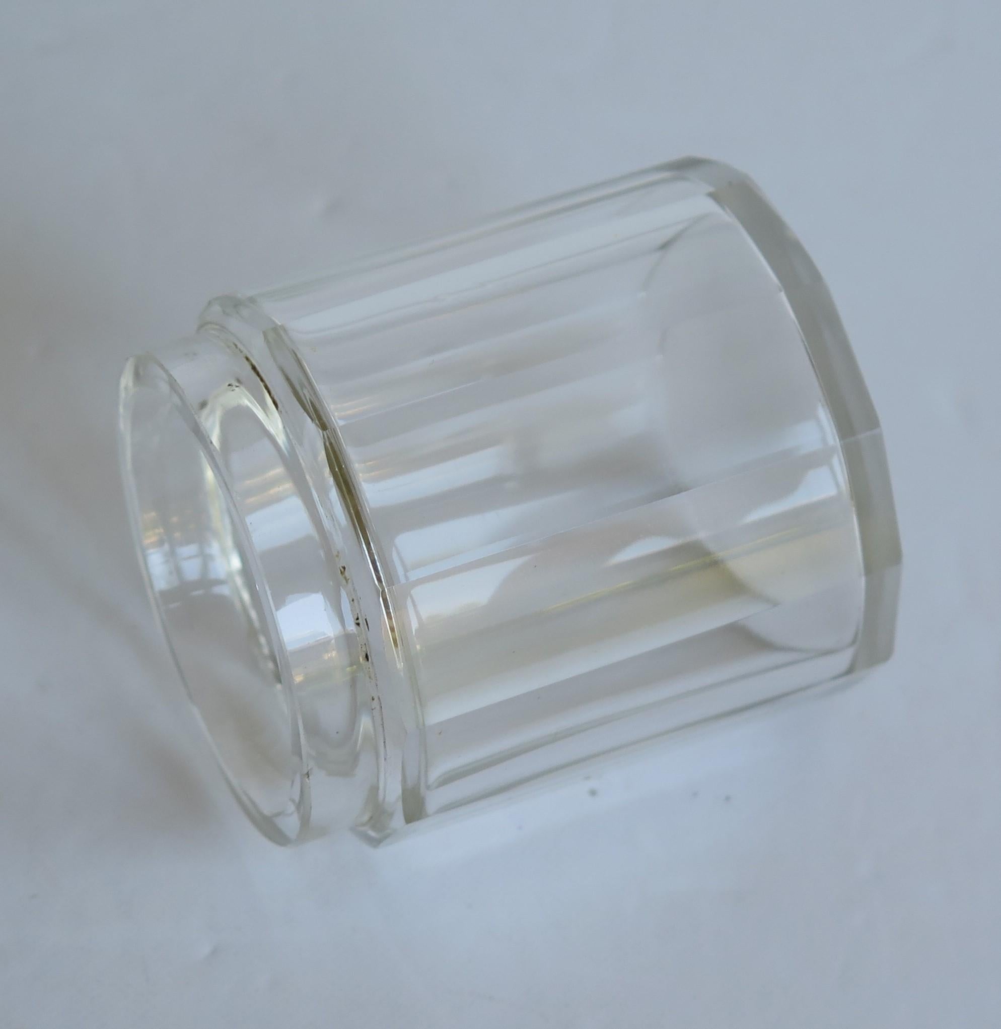 Crystal Cut Glass Jar with Sterling Silver Top by Owen Williams, Chester, 1922 1