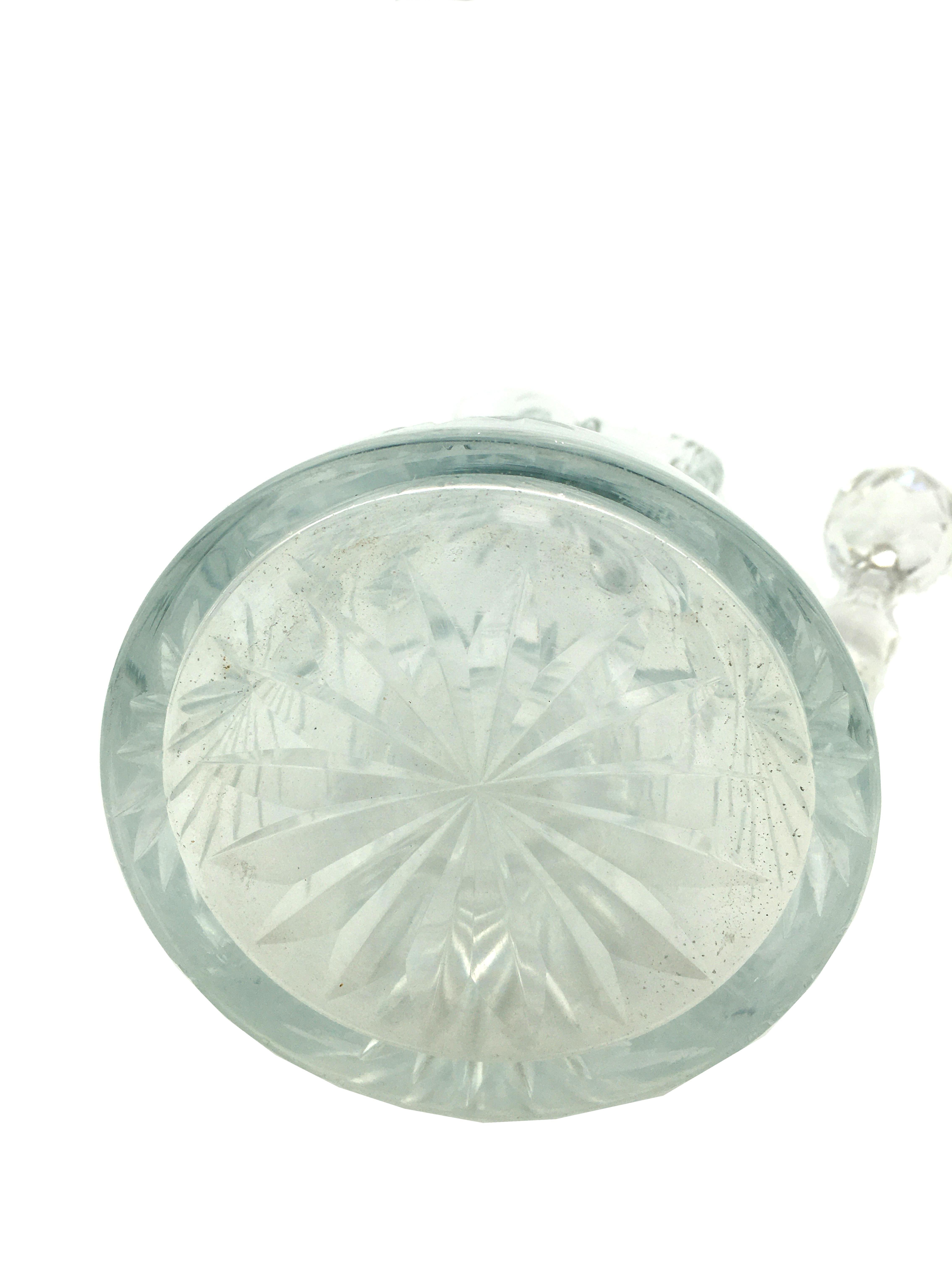 Art Nouveau Crystal Cut Piramid Decanter Val Saint Lambert, circa 1900 For Sale