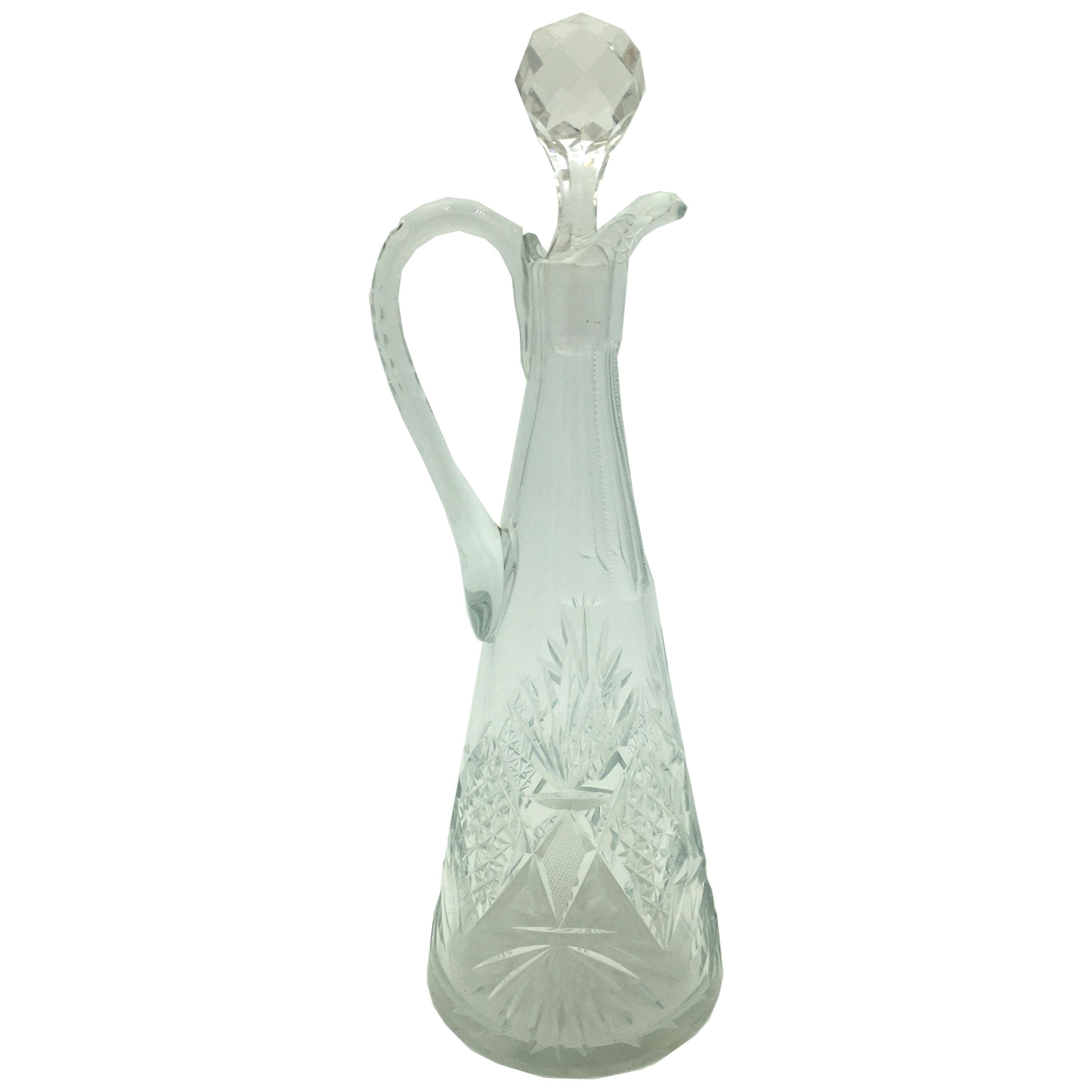 Crystal Cut Piramid Decanter Val Saint Lambert, circa 1900