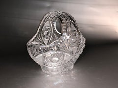 Crystal Cut to Clear Pretty Bohemian Basket Bowl, Germany