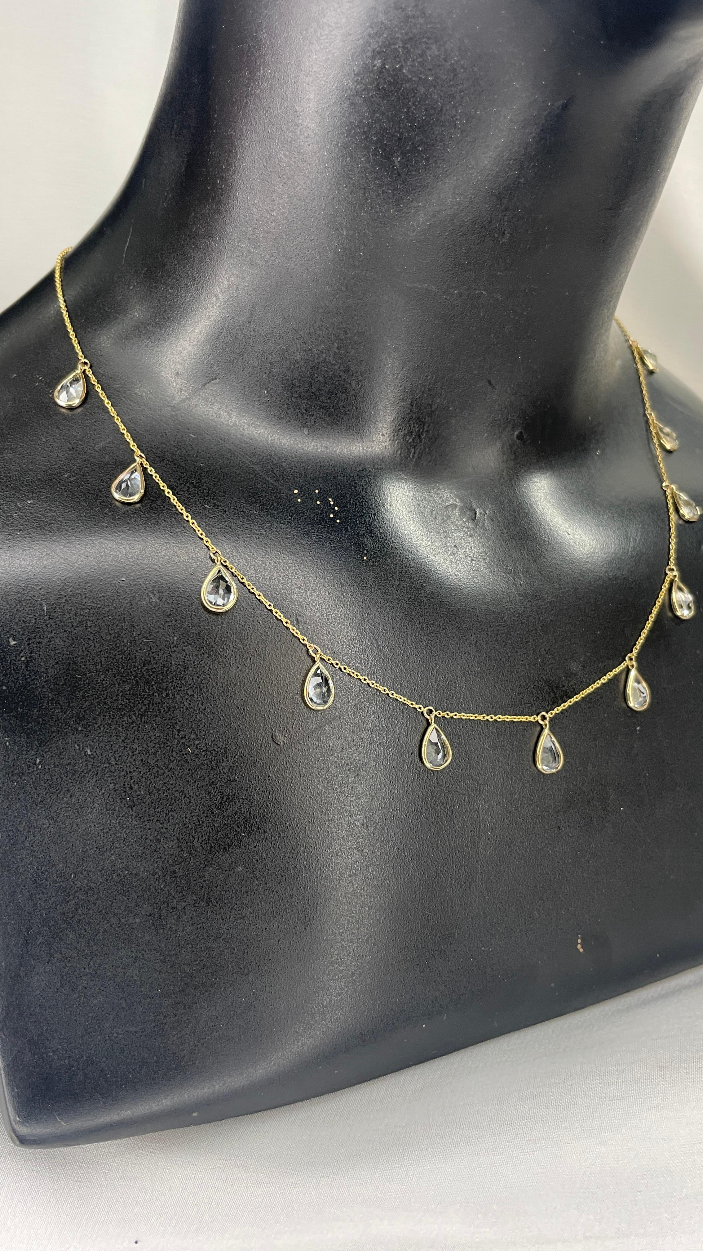 Modern Crystal Dainty Drop Necklace in 18K Yellow Gold For Sale
