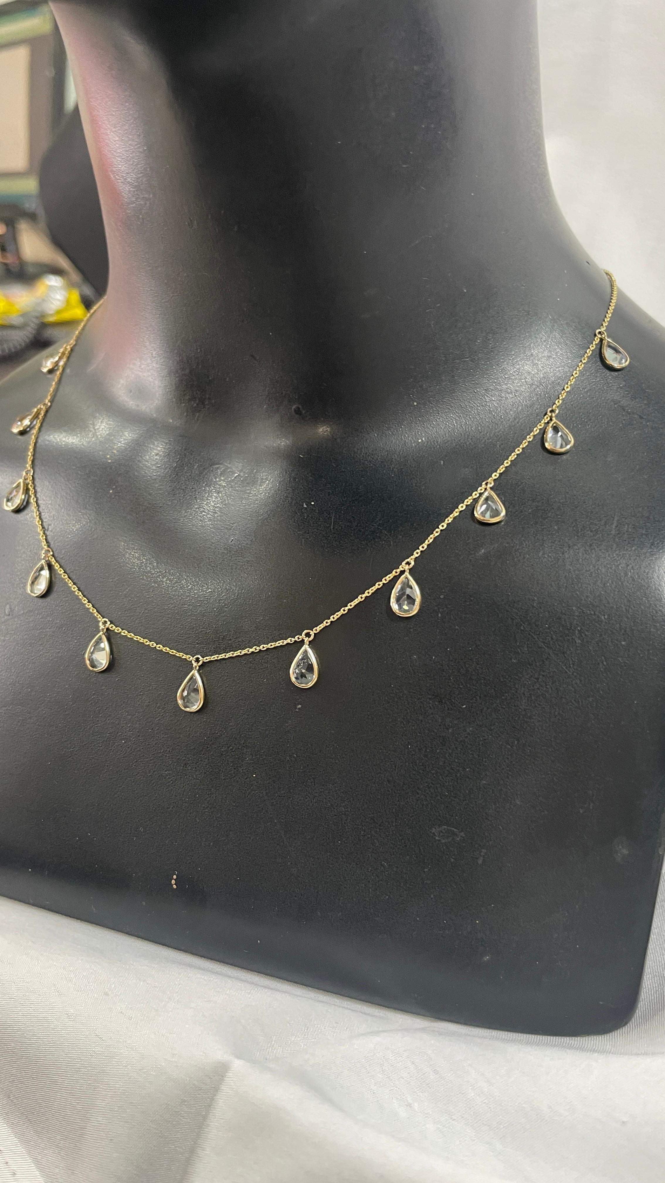 Pear Cut Crystal Dainty Drop Necklace in 18K Yellow Gold For Sale