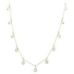 Crystal Dainty Drop Necklace in 18K Yellow Gold
