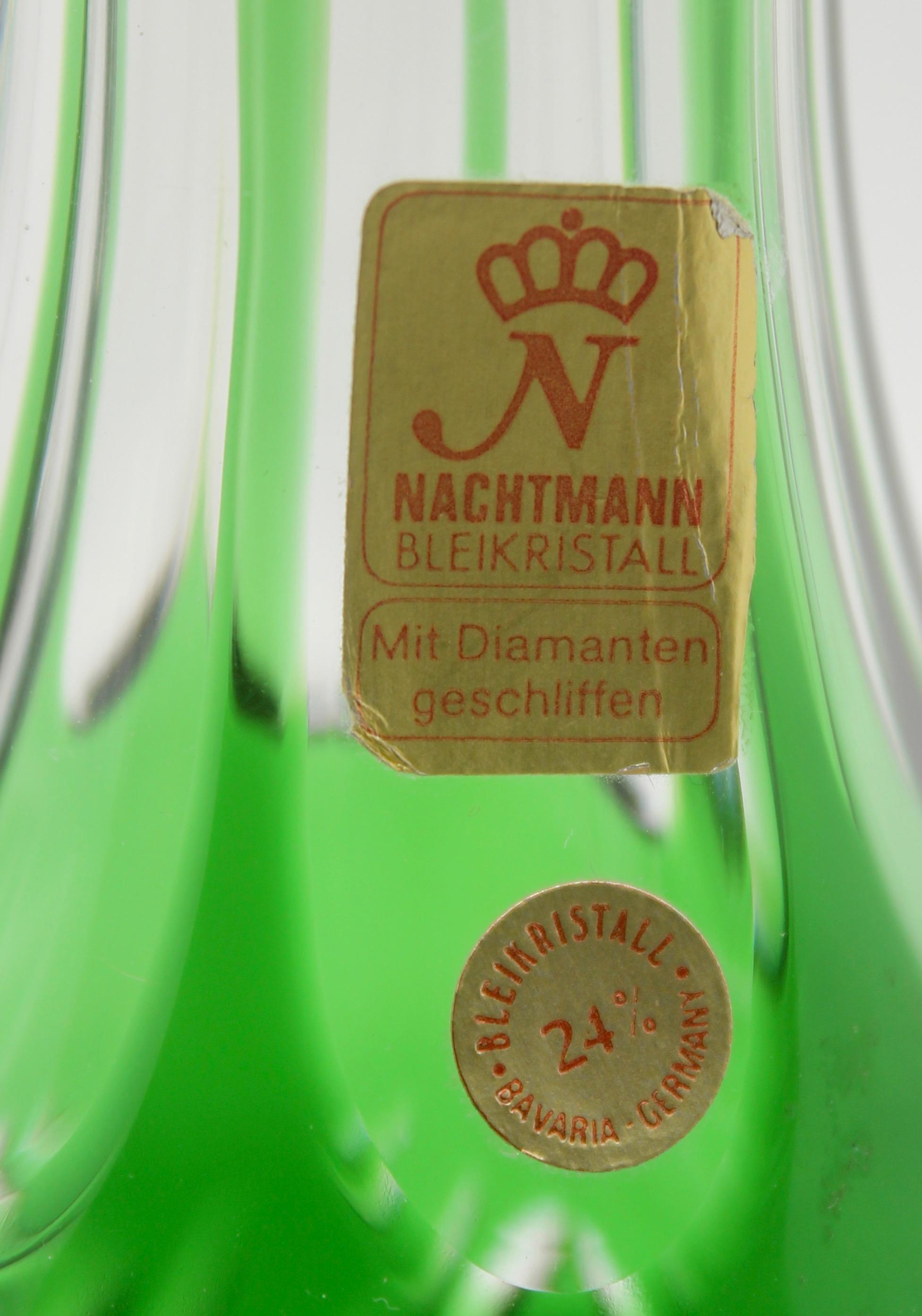 This full lead (24% PbO) crystal decanter is a vintage piece produced by F. X. Nachtmann Bleikristallwerke GmbH, Neustadt a. d. Waldnaab, Bavaria.

It is in excellent condition.
Never used, like new.
The original gold foil sticker is still in