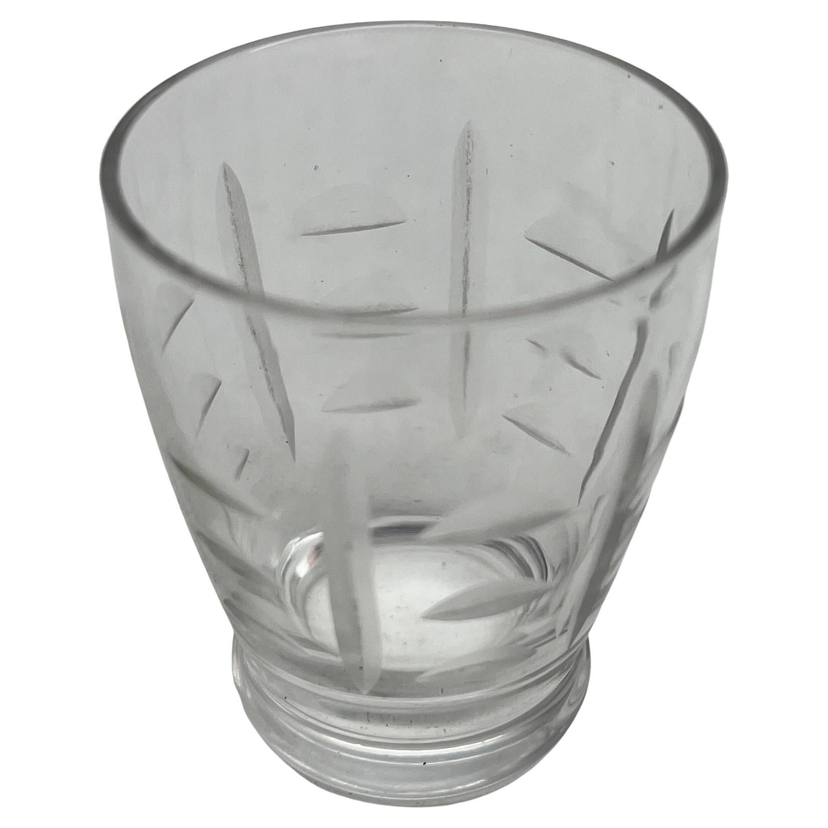 Decantador de cristal con montura de plata facetada y 8 copas Schot Años 50 mediados del siglo XX en venta