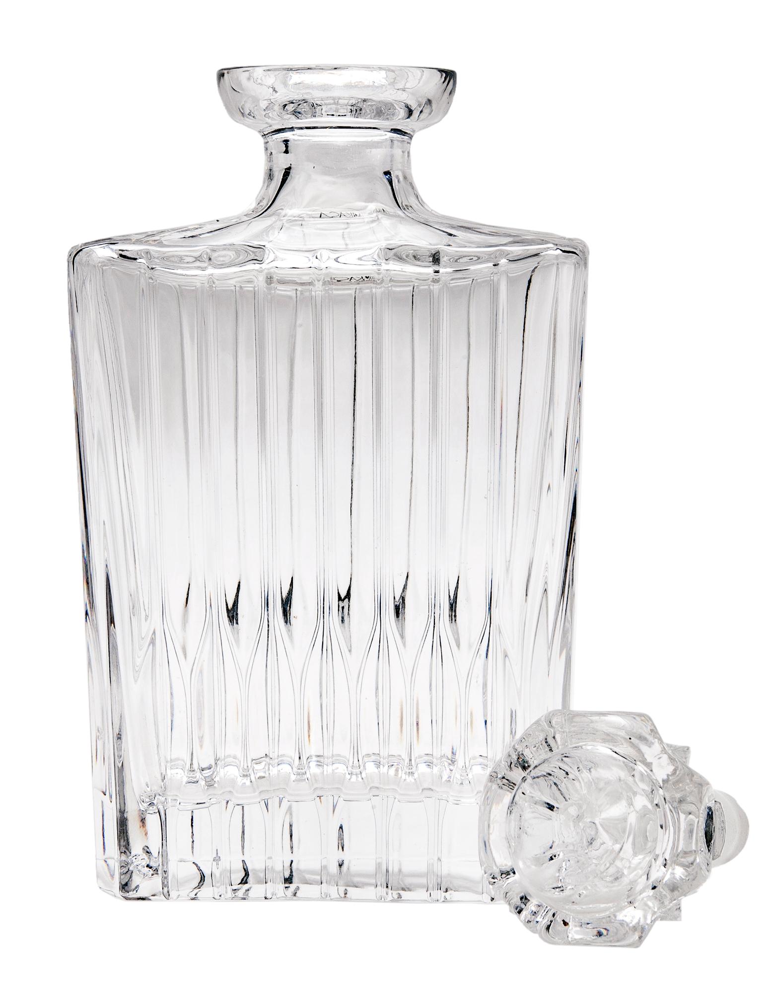 Hand-Crafted Crystal Decanter with 2 Stoppers For Sale