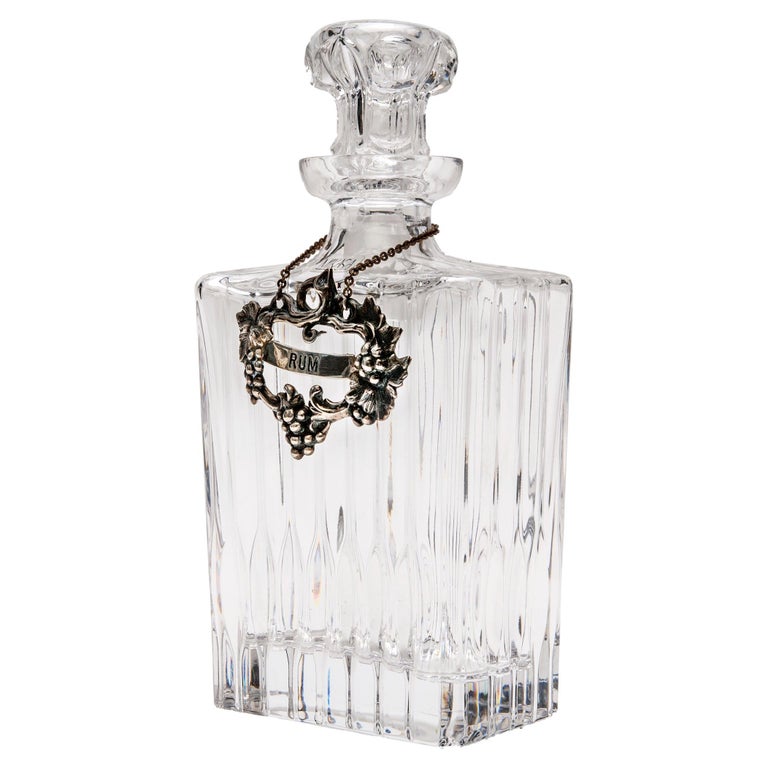 Crystal Decanter w/Stopper and "RUM" Necklace For Sale at 1stDibs