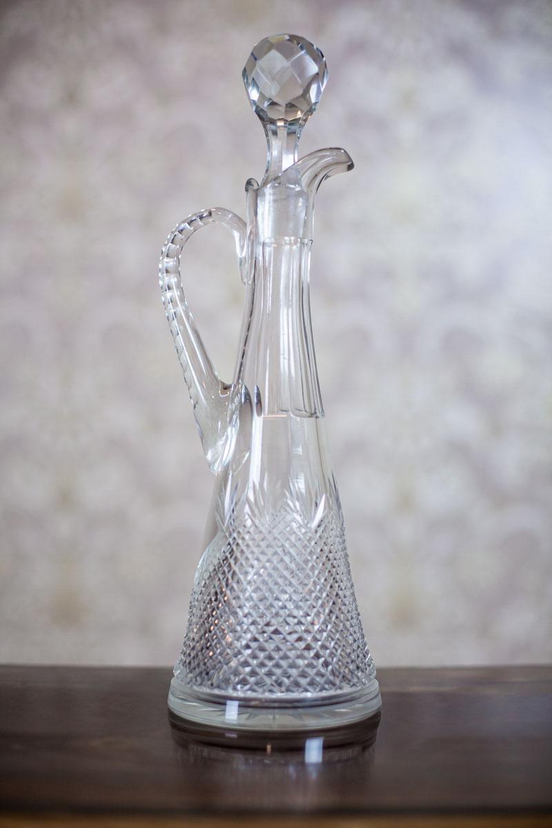 Crystal Decanter with a Handle In Good Condition In Opole, PL