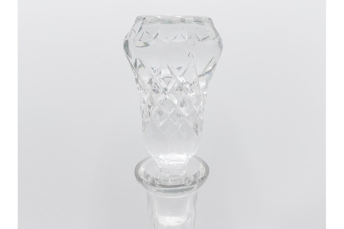 Mid-20th Century Crystal Decanter with a Set of 12 Glasses, Poland, 1960s For Sale
