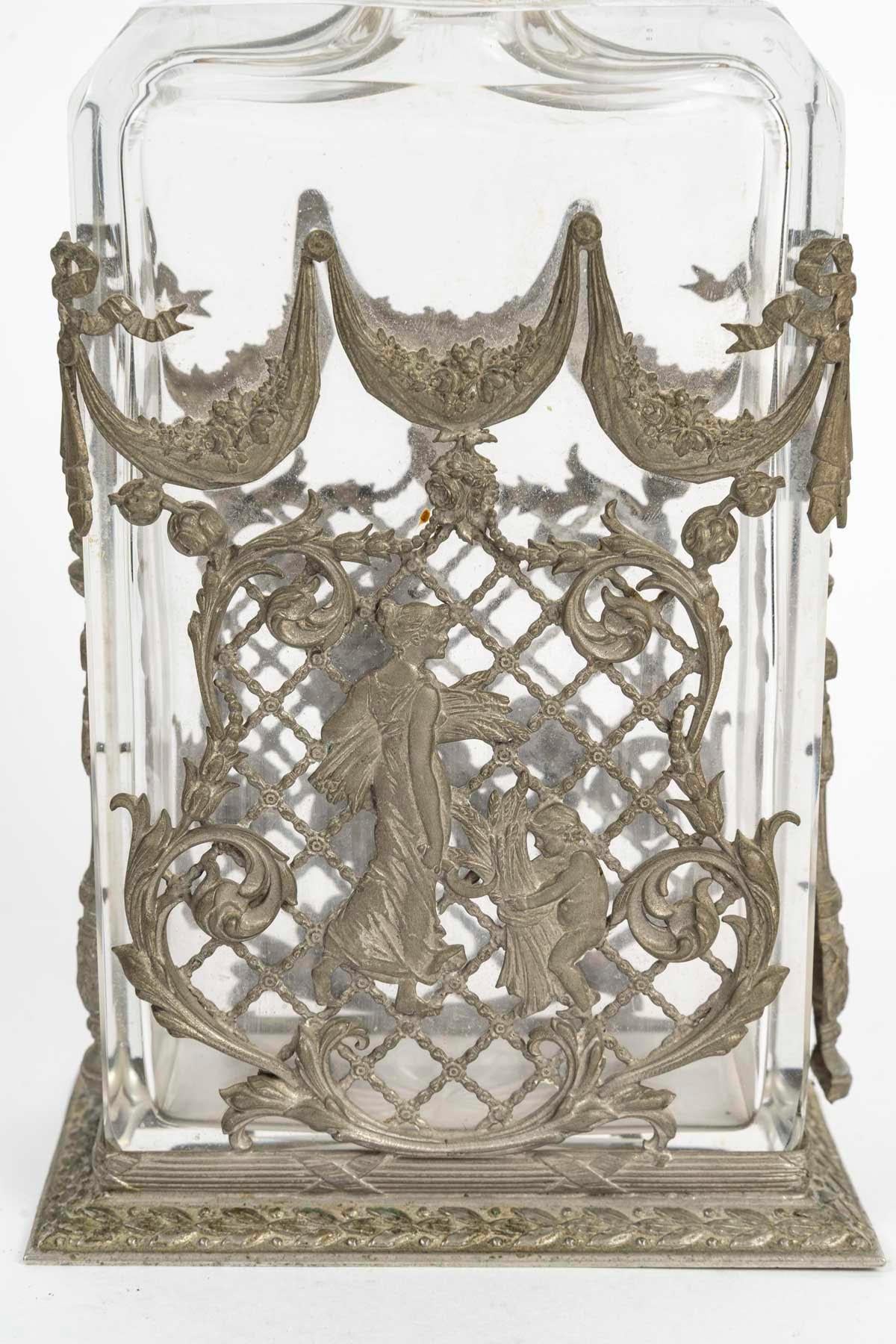 Napolean Decorations Crystal Decanter with Antique Decorations, 19th Century, Napoleon III ...