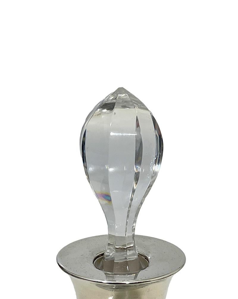 English Crystal Decanter with silver neck mount by Vander, London 1974 For Sale