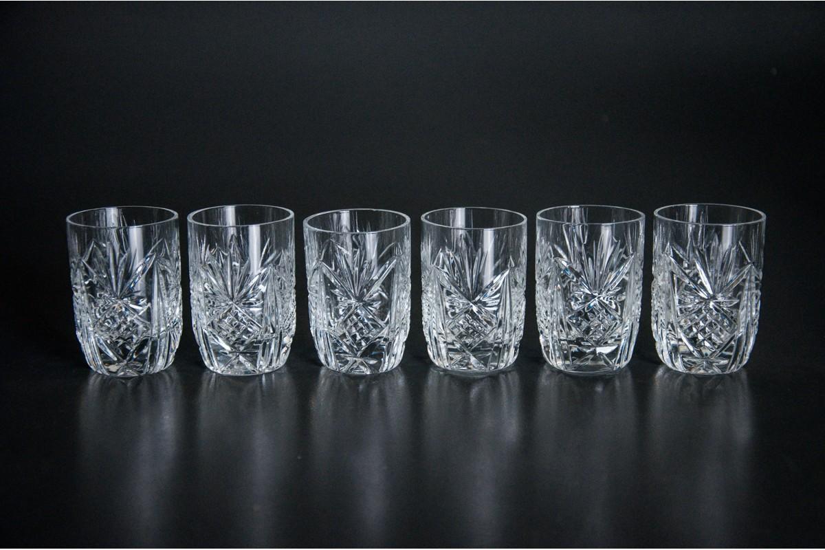 Carafe en cristal avec six verres, Allemagne, années 1960 Bon état - En vente à Chorzów, PL
