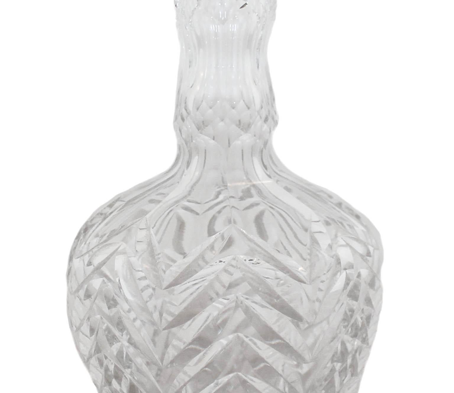 American Crystal Decanter with Sterling Silver Stopper For Sale