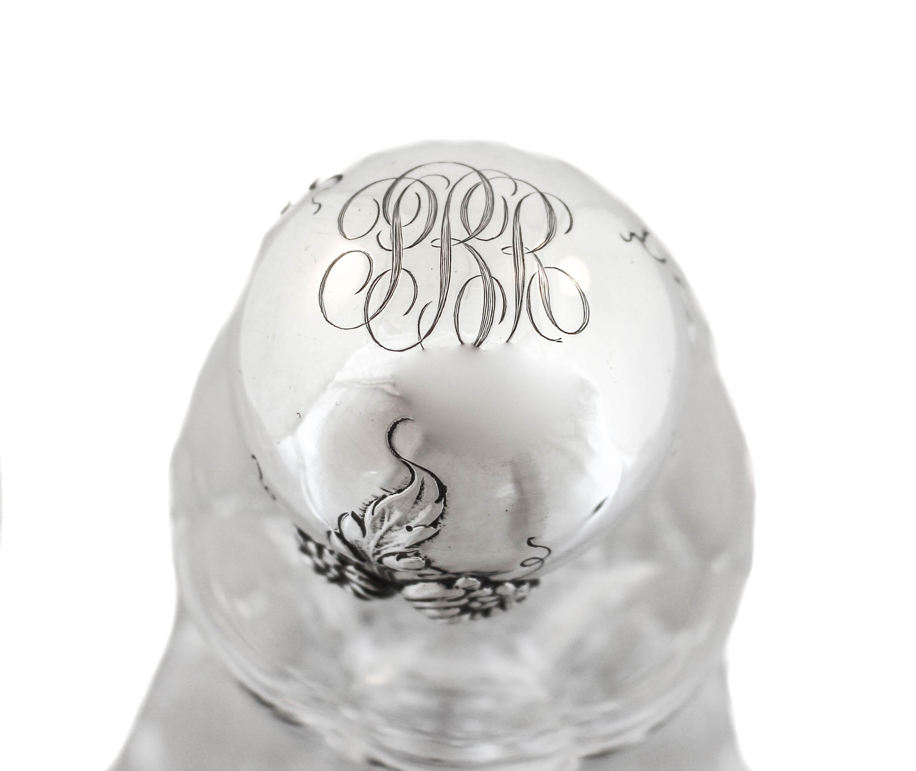 Mid-20th Century Crystal Decanter with Sterling Silver Stopper For Sale