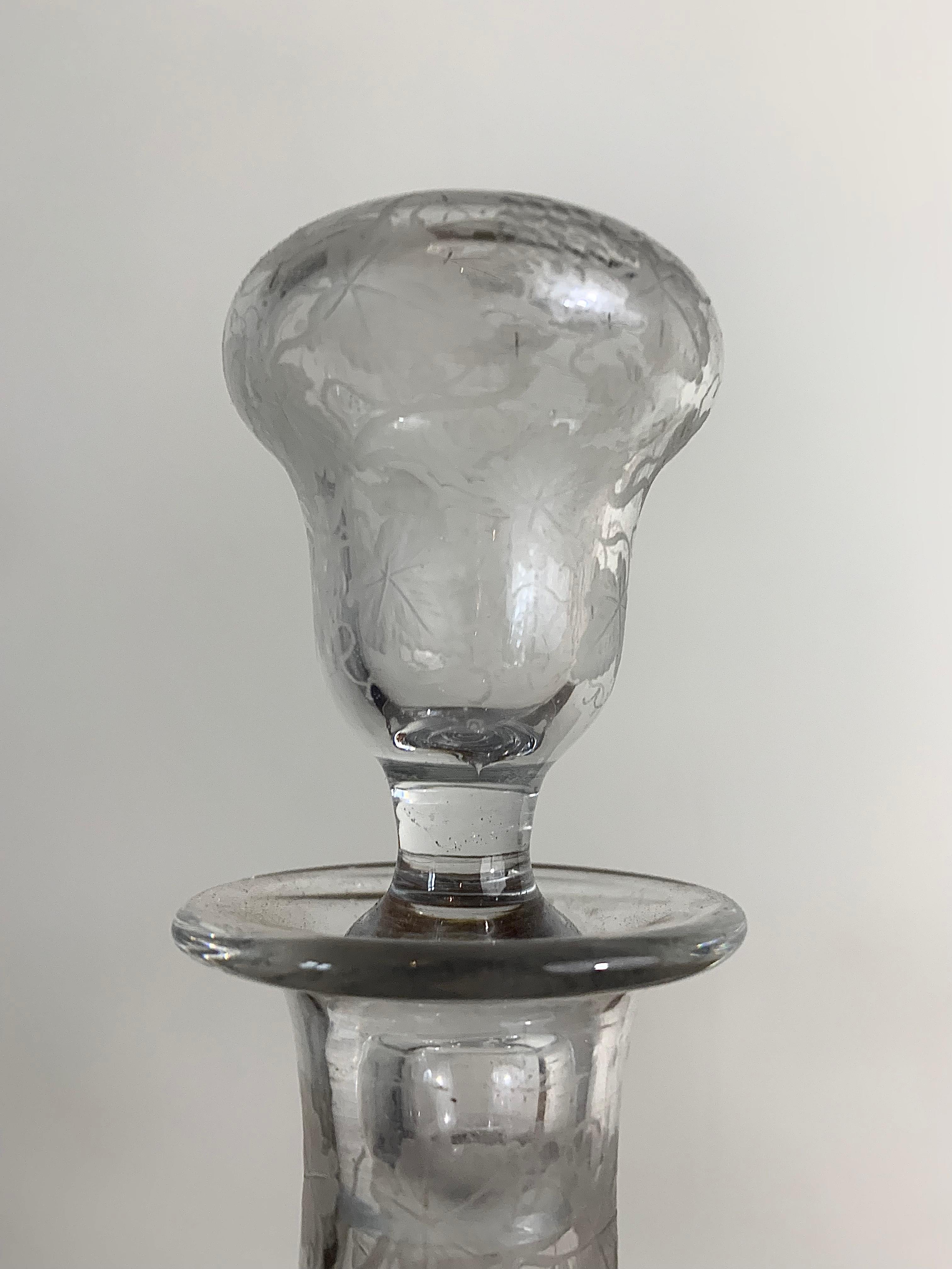  Crystal Decanter With Vine Decor Late 19th Century For Sale 4