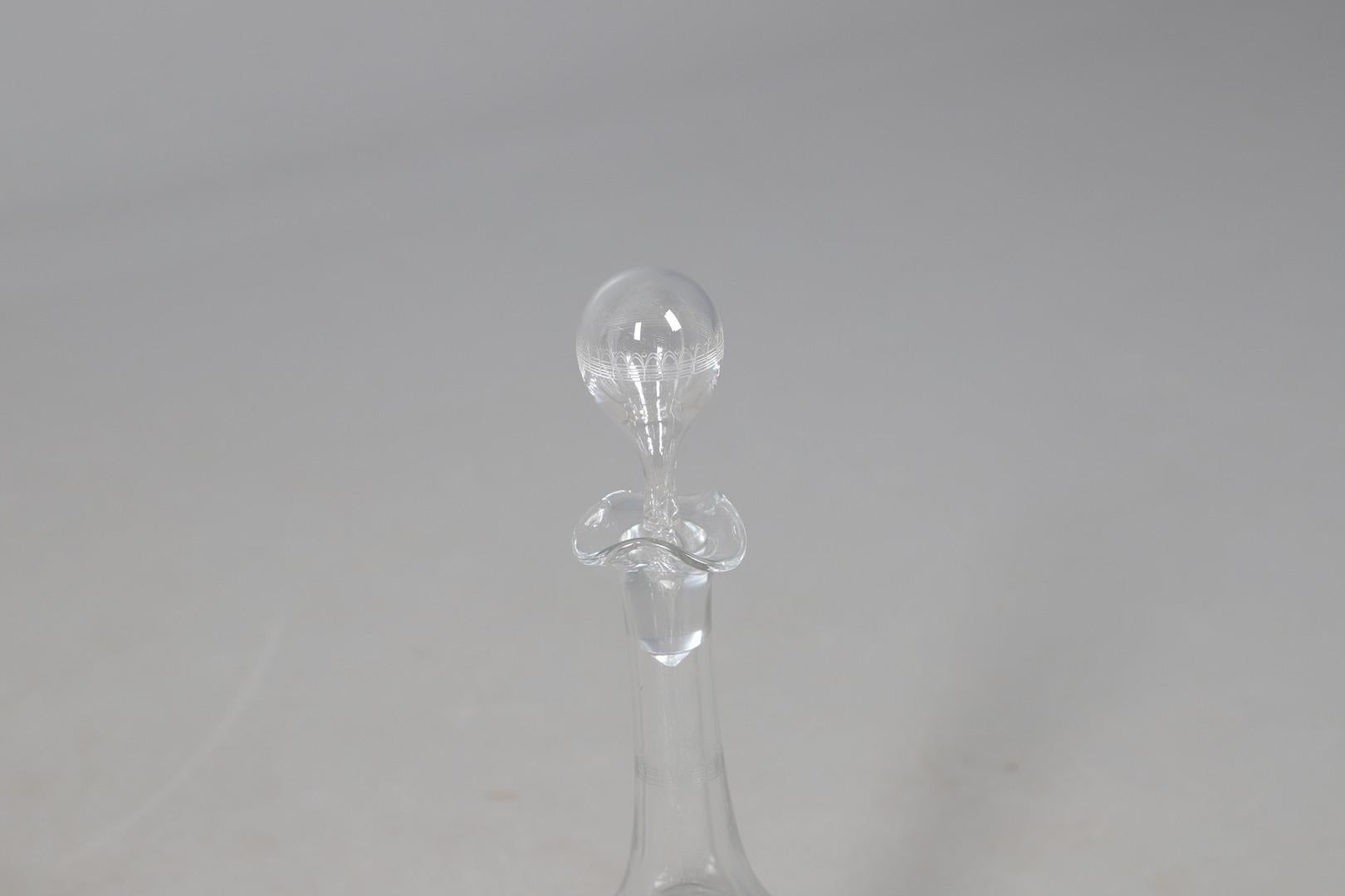 Crystal Decanters Stemware, Antique Cut Glass Table Suite Etched Faceted Design For Sale 9