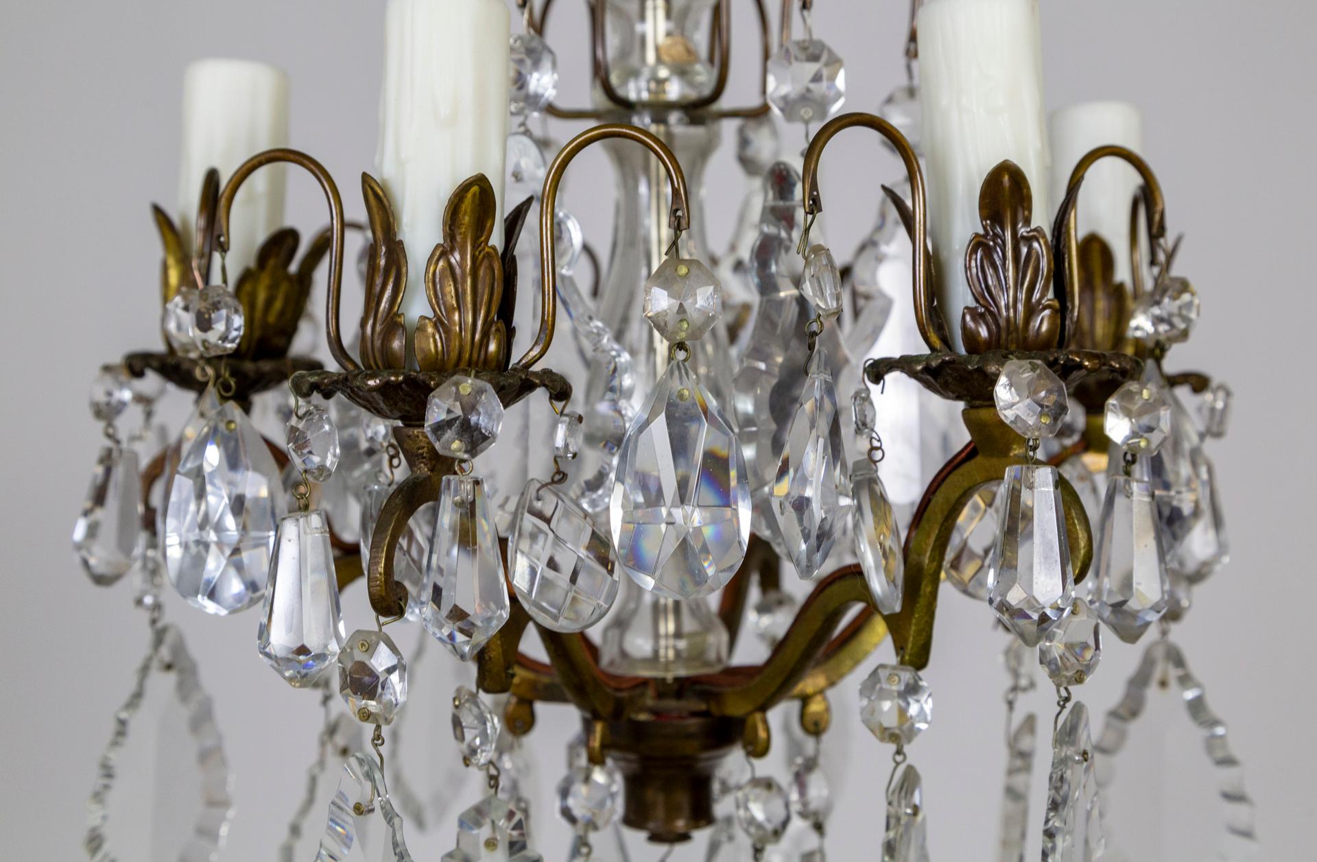 Mid-20th Century Crystal Decked 6-Light Austrian Chandelier For Sale