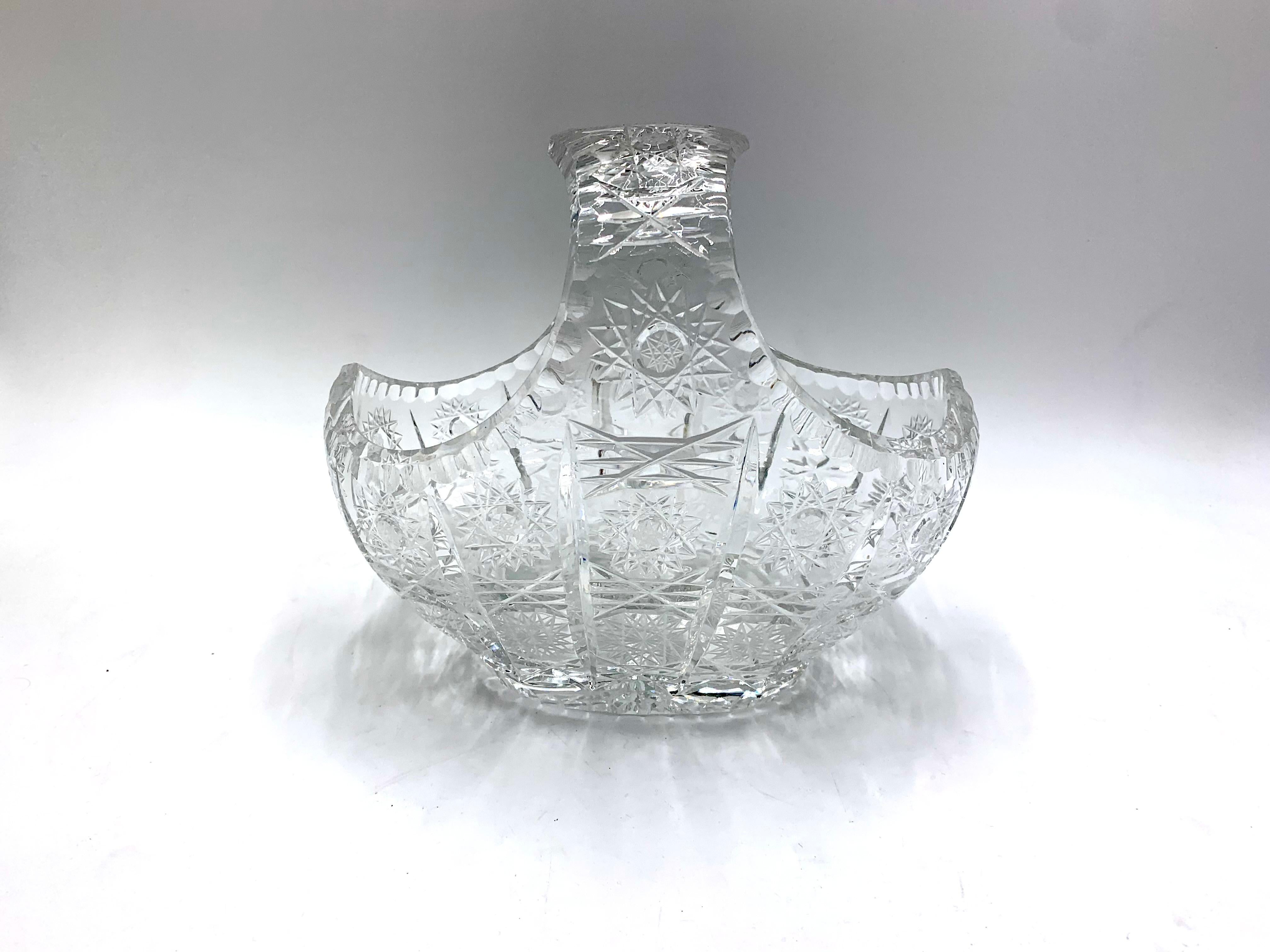 Big clear crystal decorative basket - a bowl 
for sweets or fruits.
Very good condition, very heavy. 
No damage.