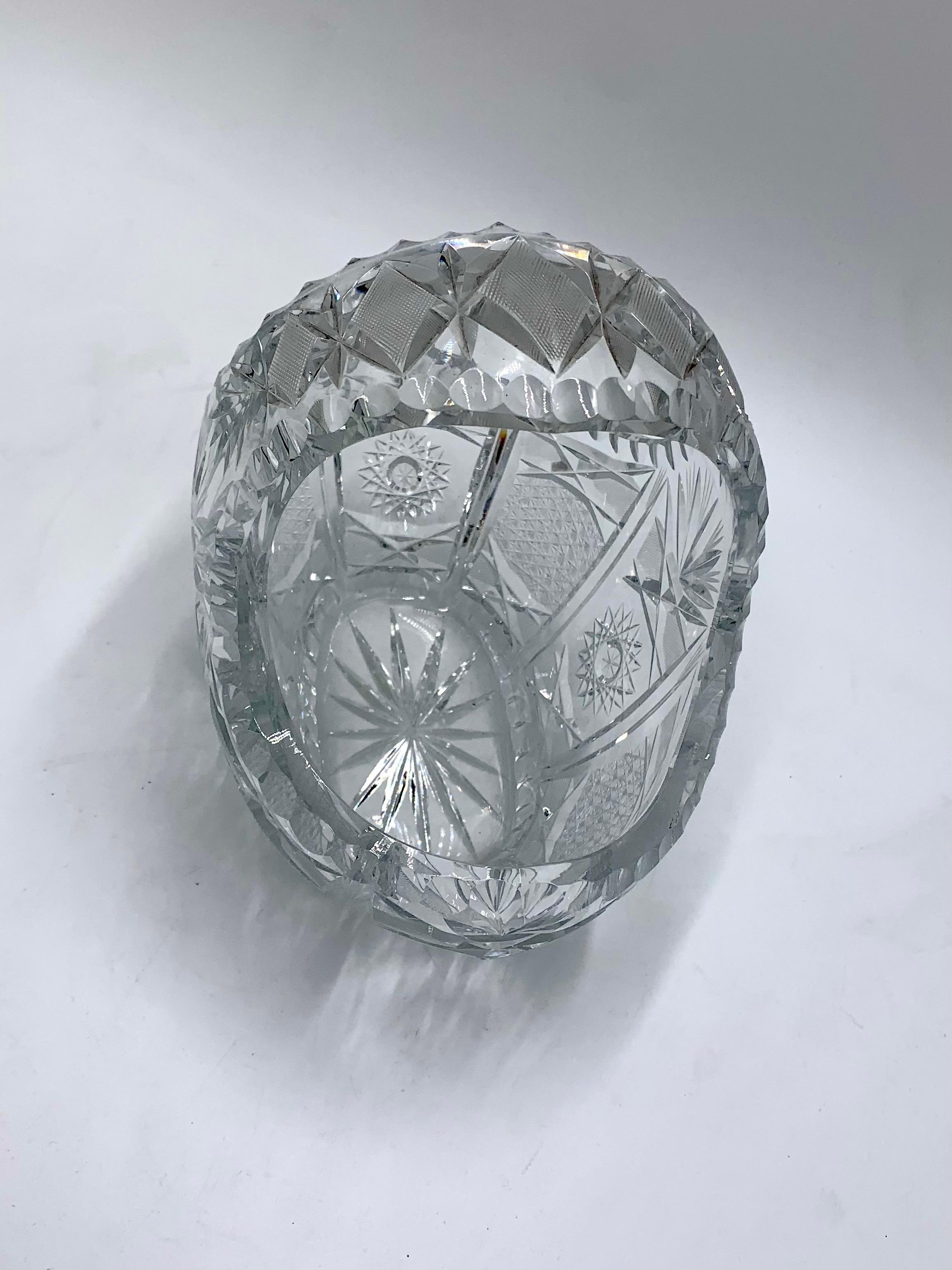 Mid-Century Modern Crystal Decorative Basket, Poland, 1950s