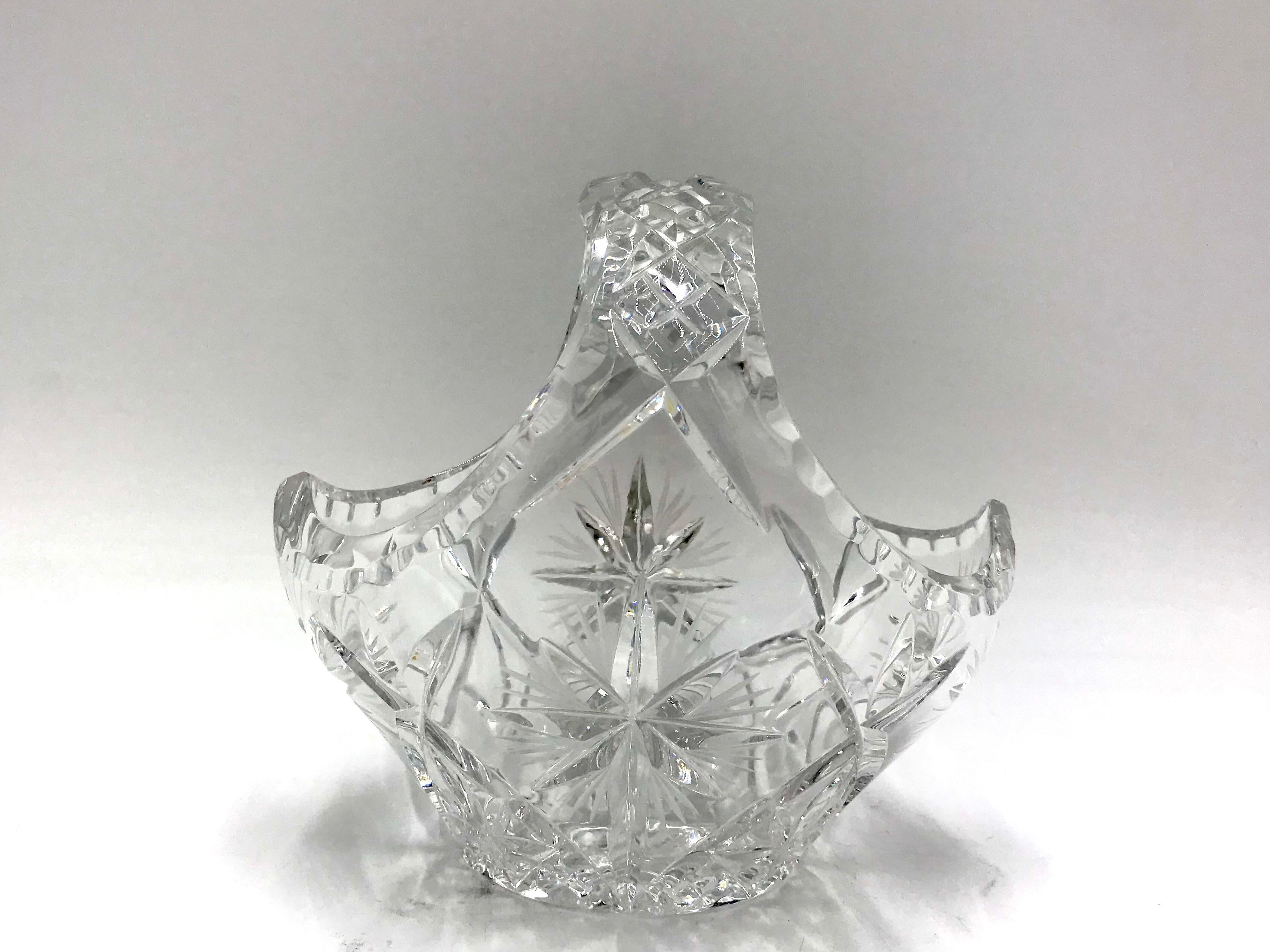 vintage crystal basket with handle