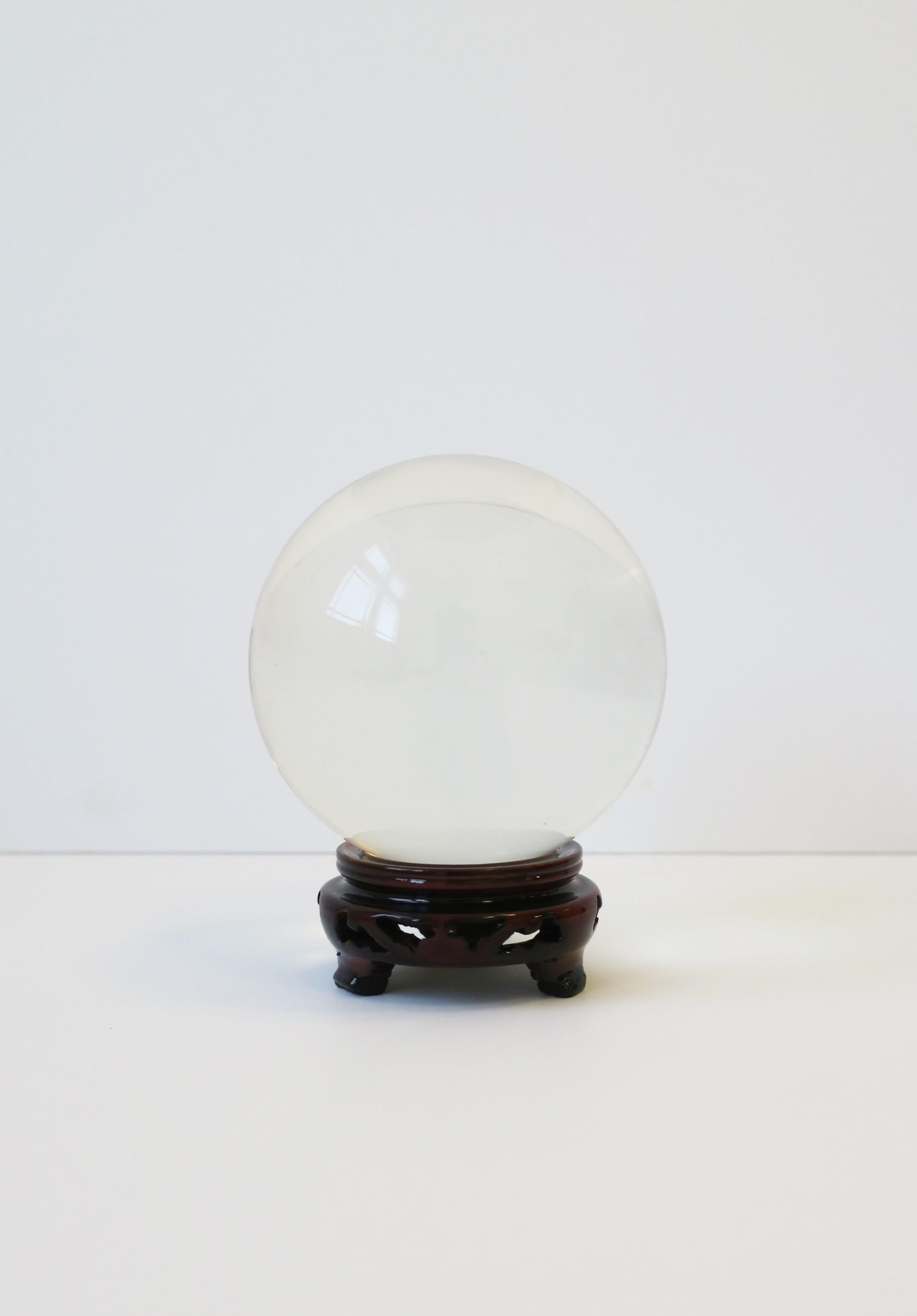 Polished Crystal Ball Sphere with Chinoiserie Base