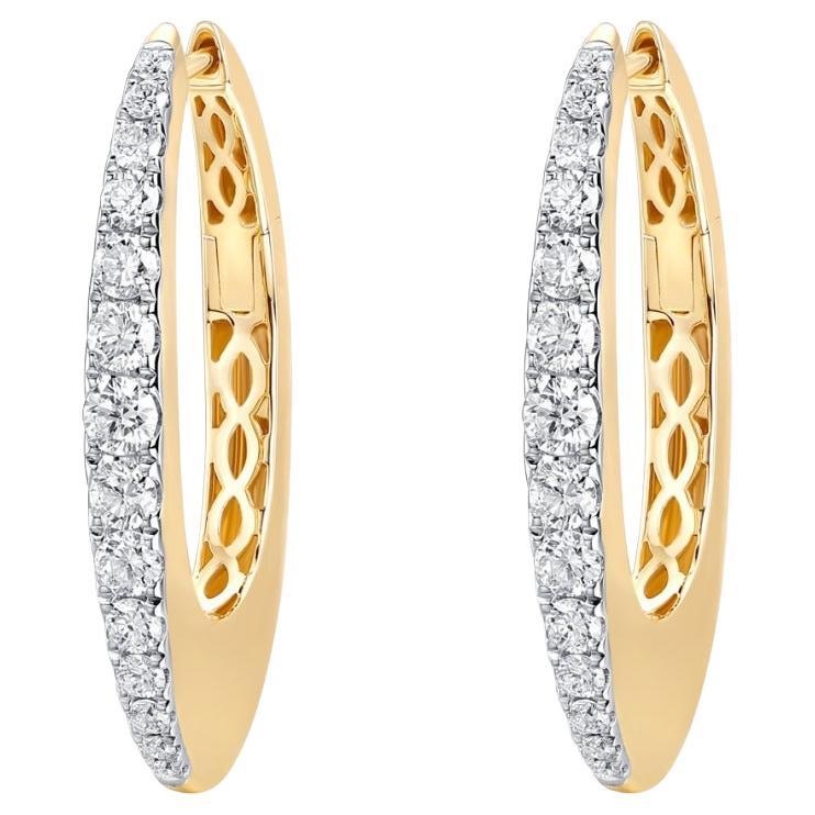 Pendientes Aros Oro Amarillo 14K Diamante Cristal en venta
