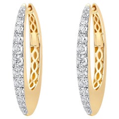 Pendientes Aros Oro Amarillo 14K Diamante Cristal