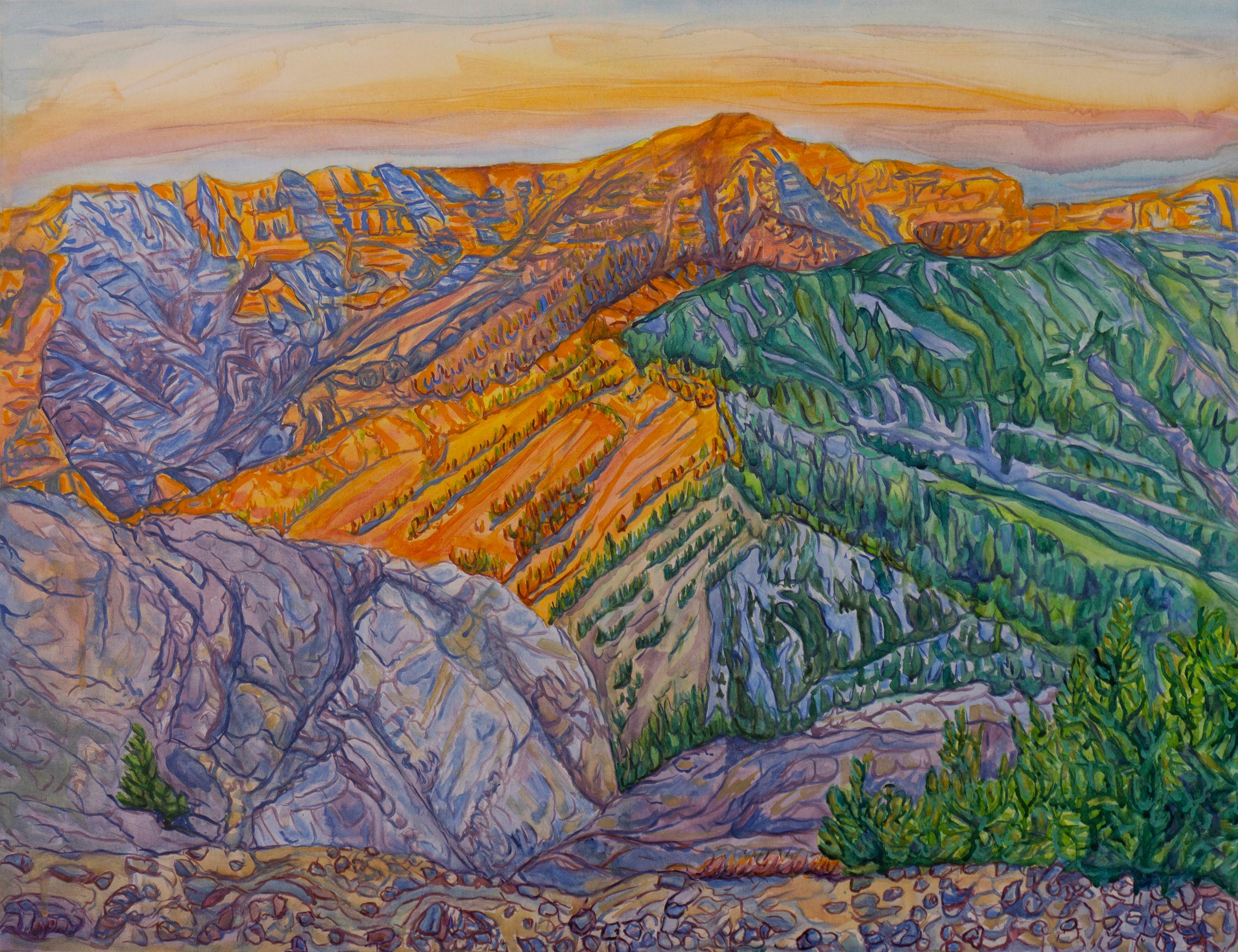 Alpenglow, Originalgemälde – Mixed Media Art von Crystal DiPietro