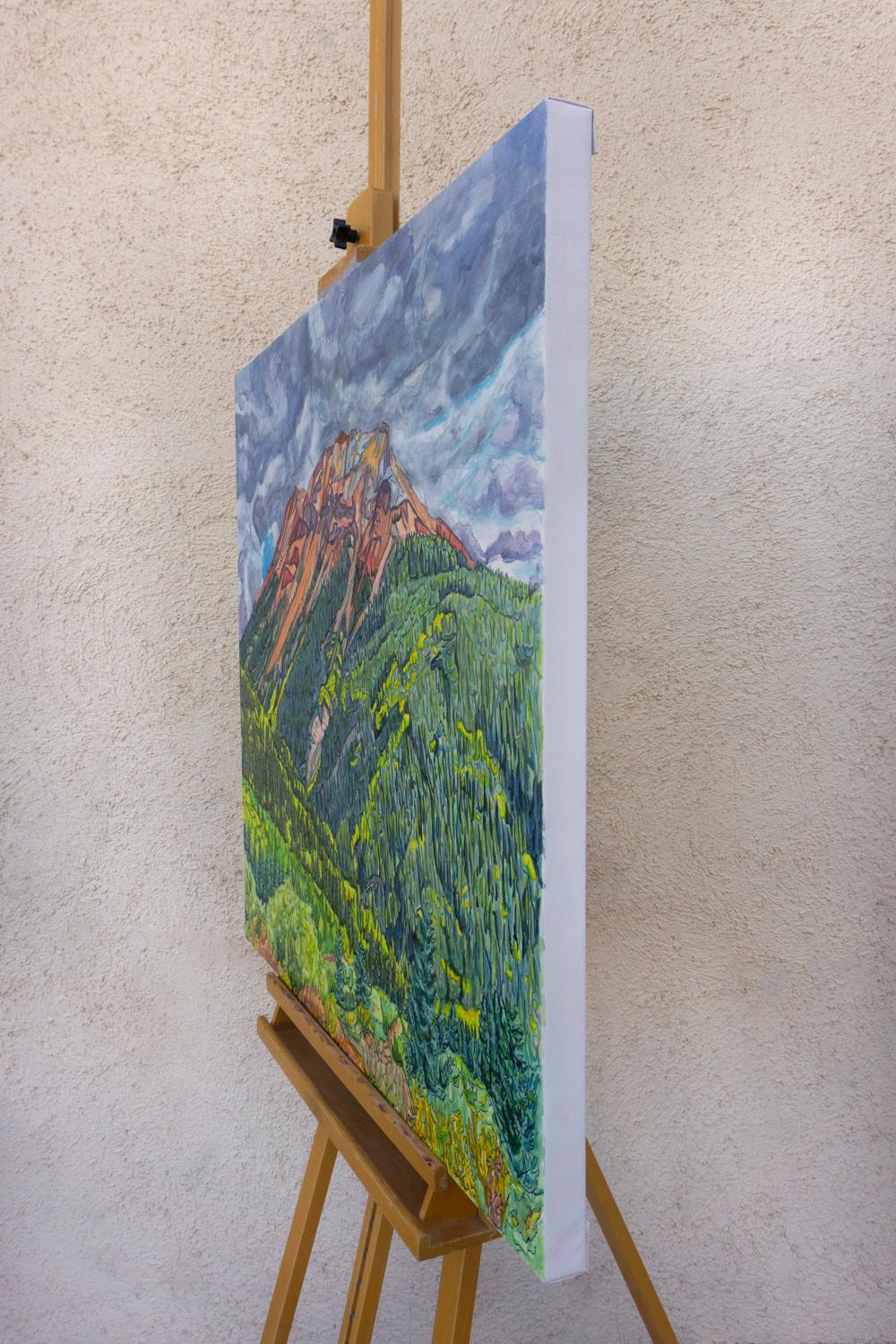 Red Mountain n°1, peinture originale - Impressionnisme Mixed Media Art par Crystal DiPietro