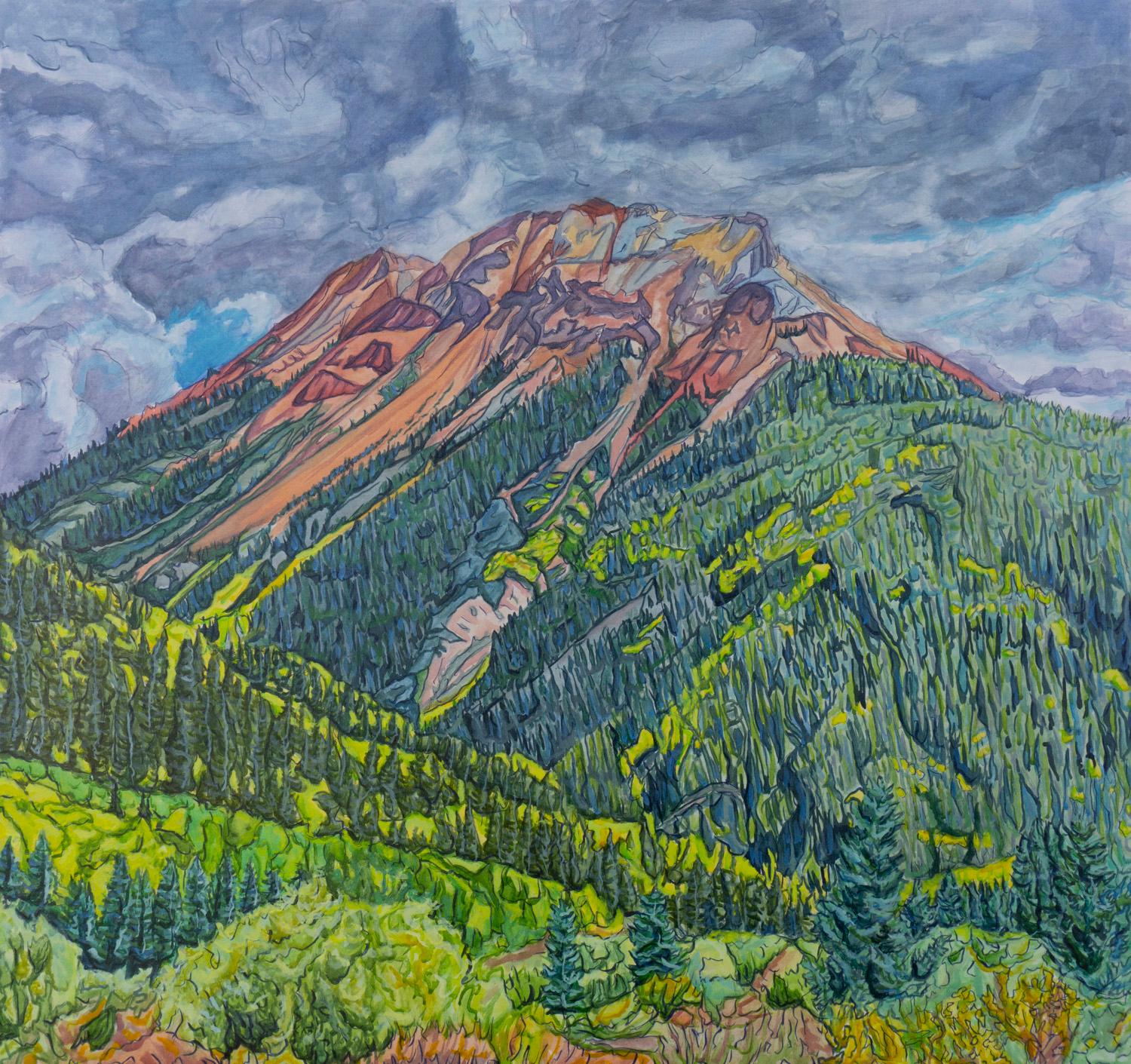 Red Mountain n°1, peinture originale - Mixed Media Art de Crystal DiPietro