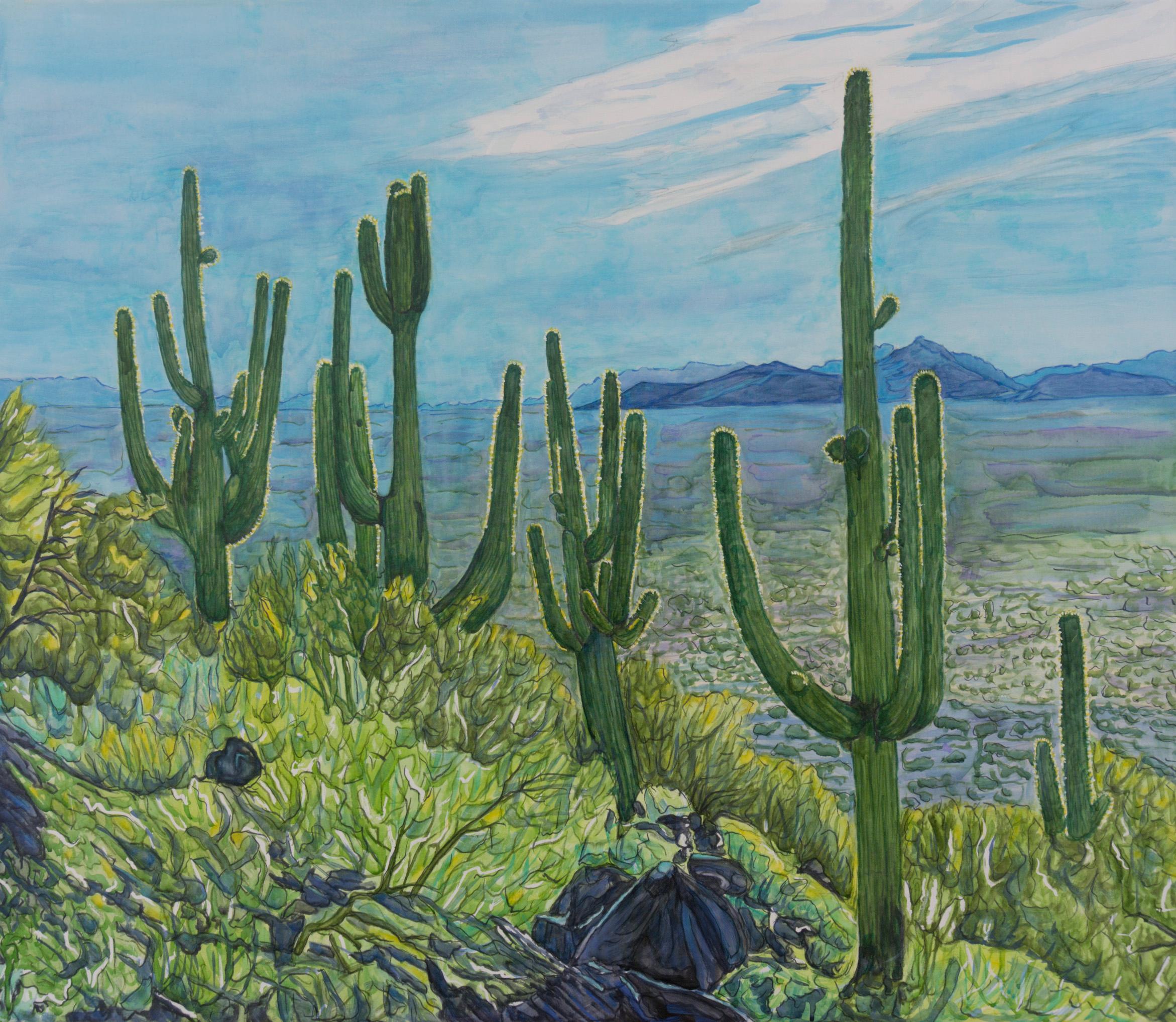 Sonoran Sentinels, Original Painting - Mixed Media Art by Crystal DiPietro
