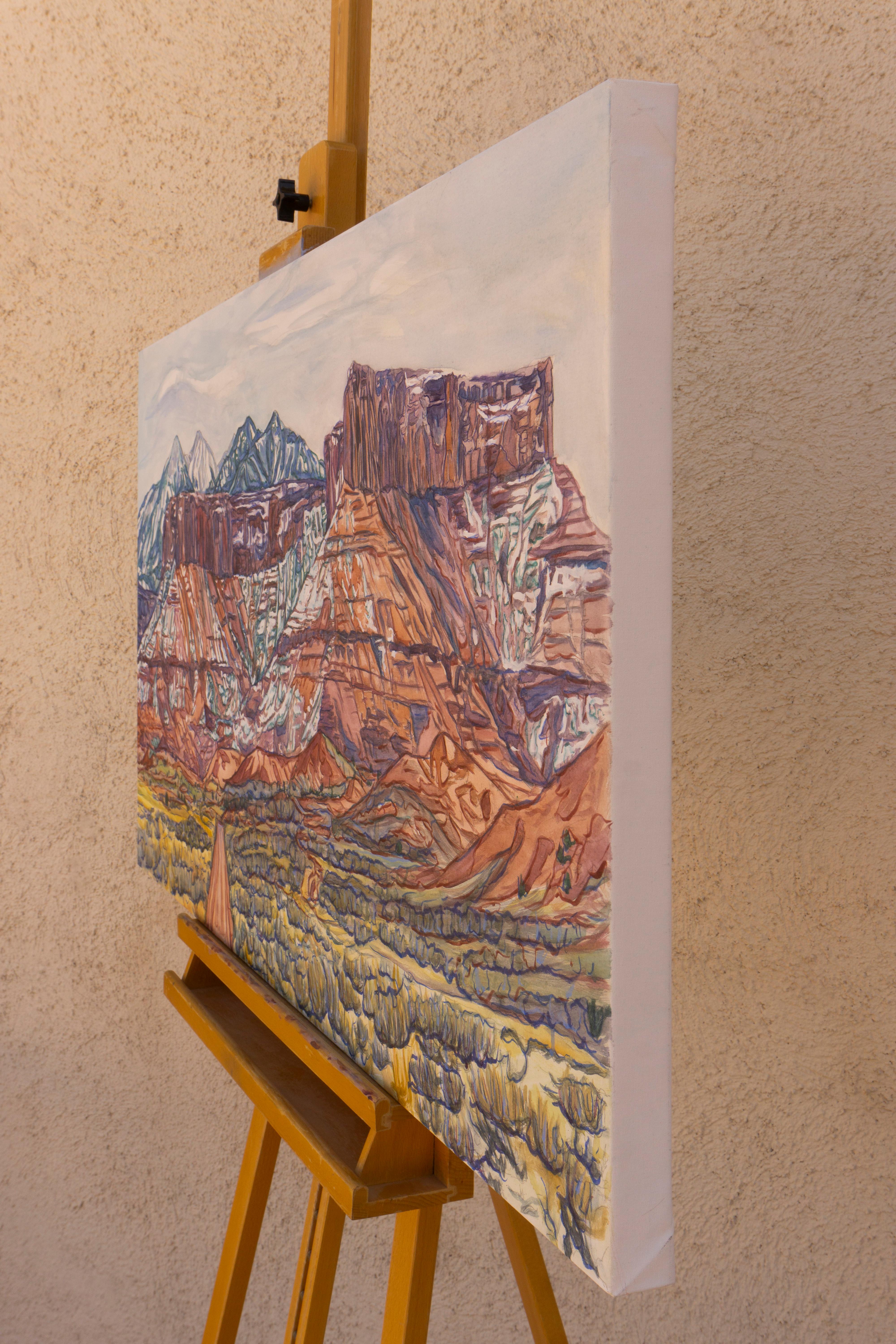 A. Winter in Castle Valley, Pittura originale - Mixed Media Art Espressionista di Crystal DiPietro