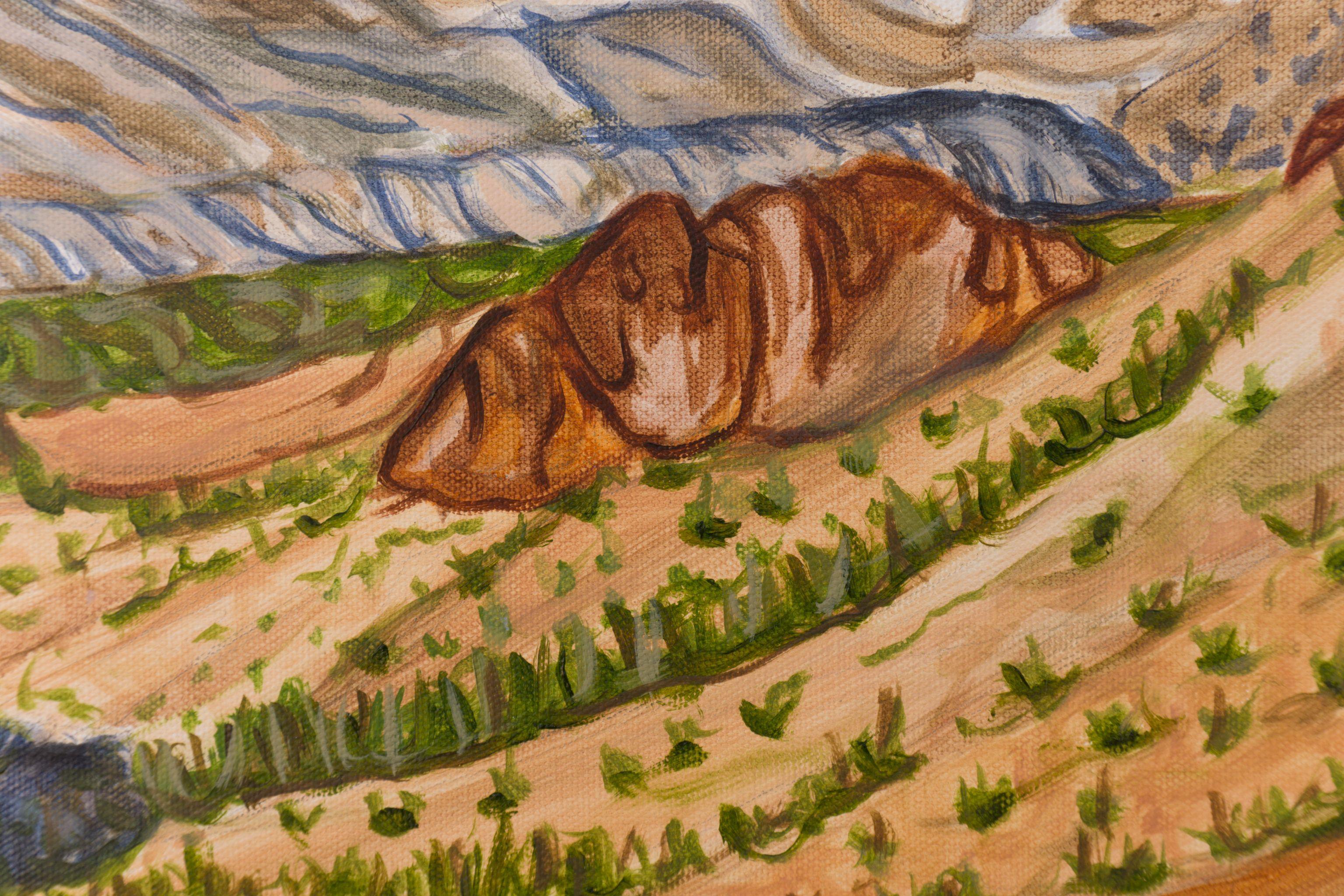 Sentinel du sommet du rocher, peinture à l'huile sur toile - Painting de Crystal DiPietro