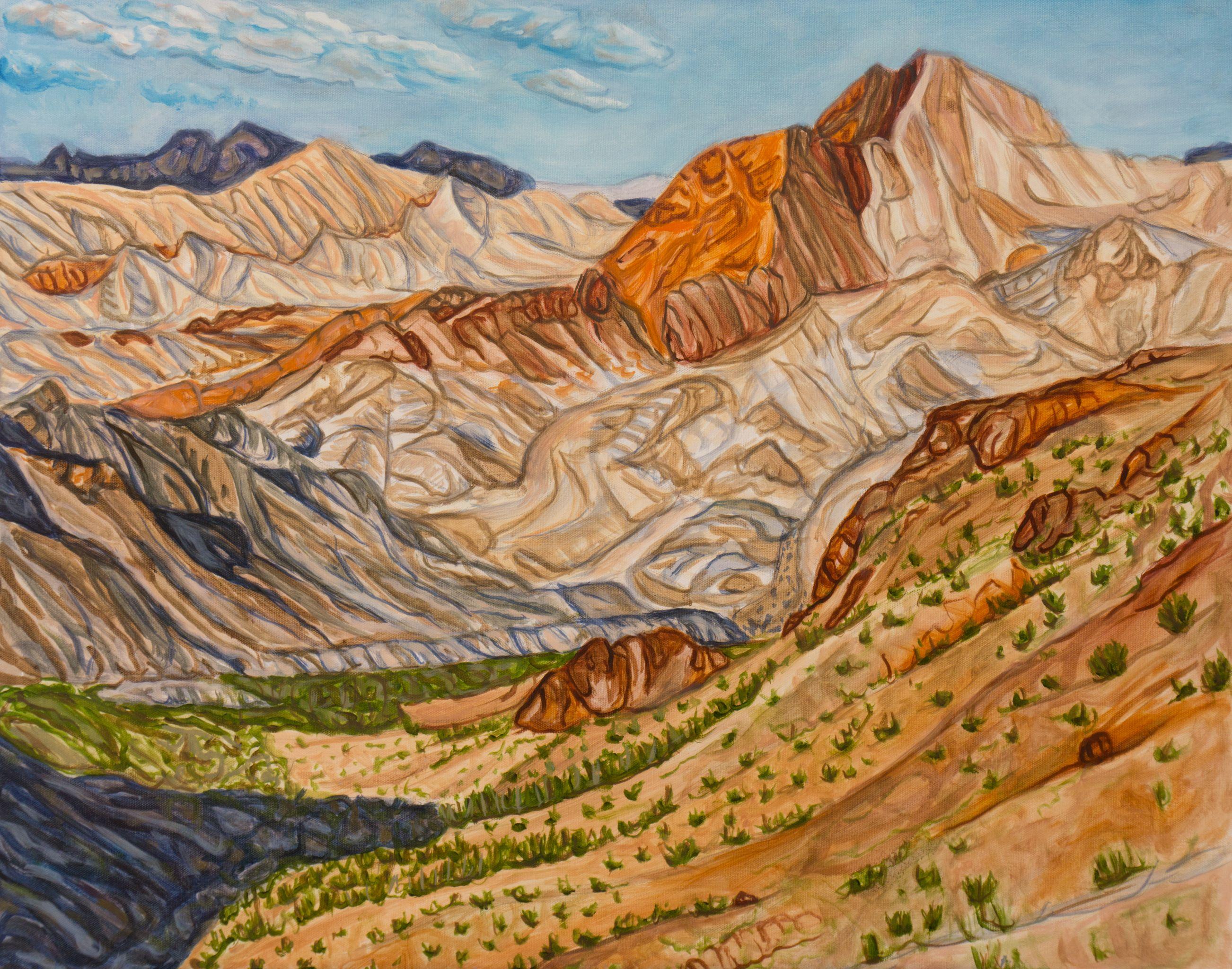 Landscape Painting Crystal DiPietro - Sentinel du sommet du rocher, peinture à l'huile sur toile