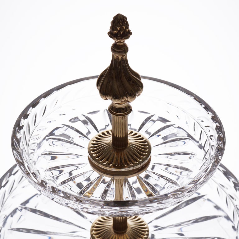 Crystal Display 3 Plates with Bronze Gold Platted For Sale at 1stDibs