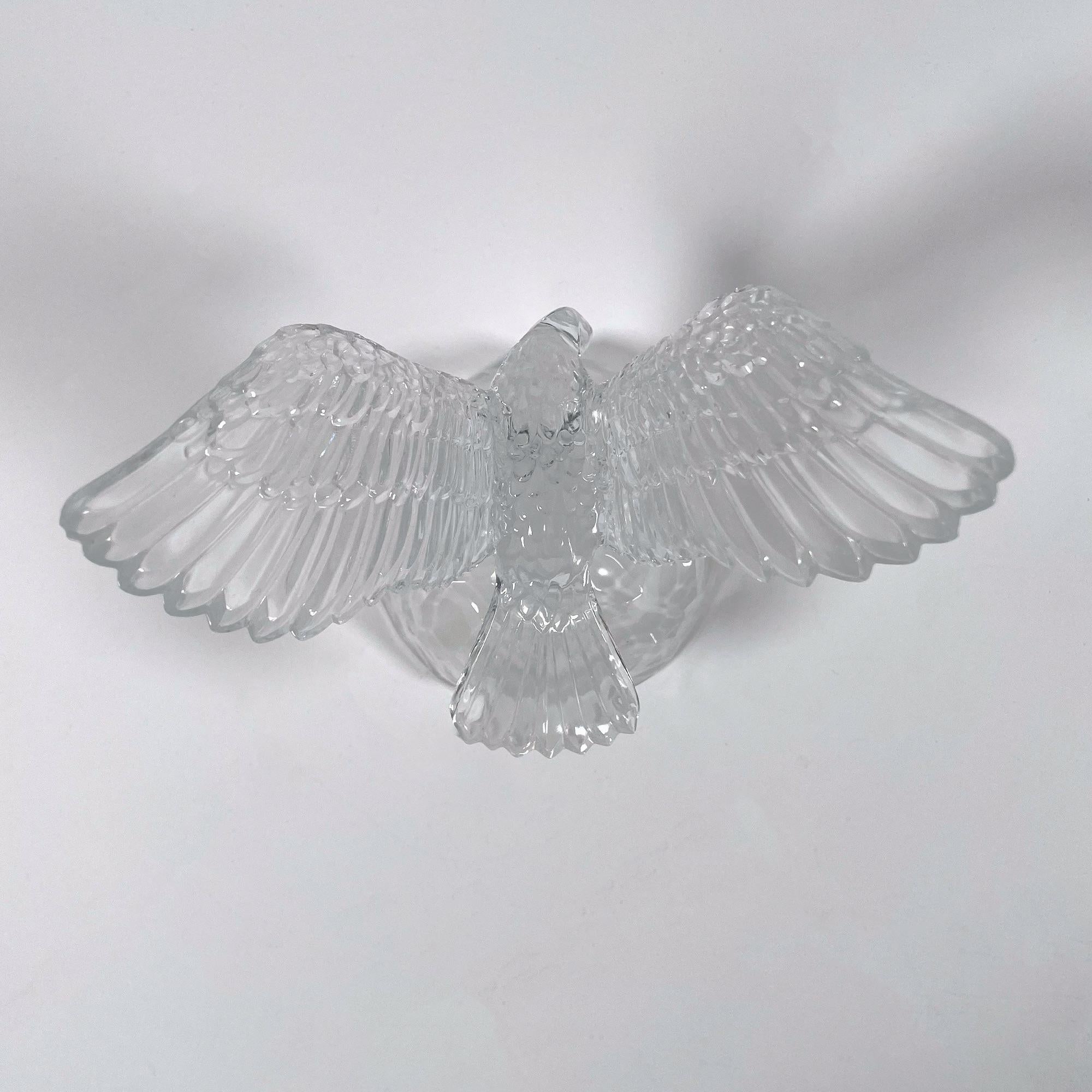 Crystal Eagle Sculpture - Lalique Style, Vintage 1980s For Sale 3