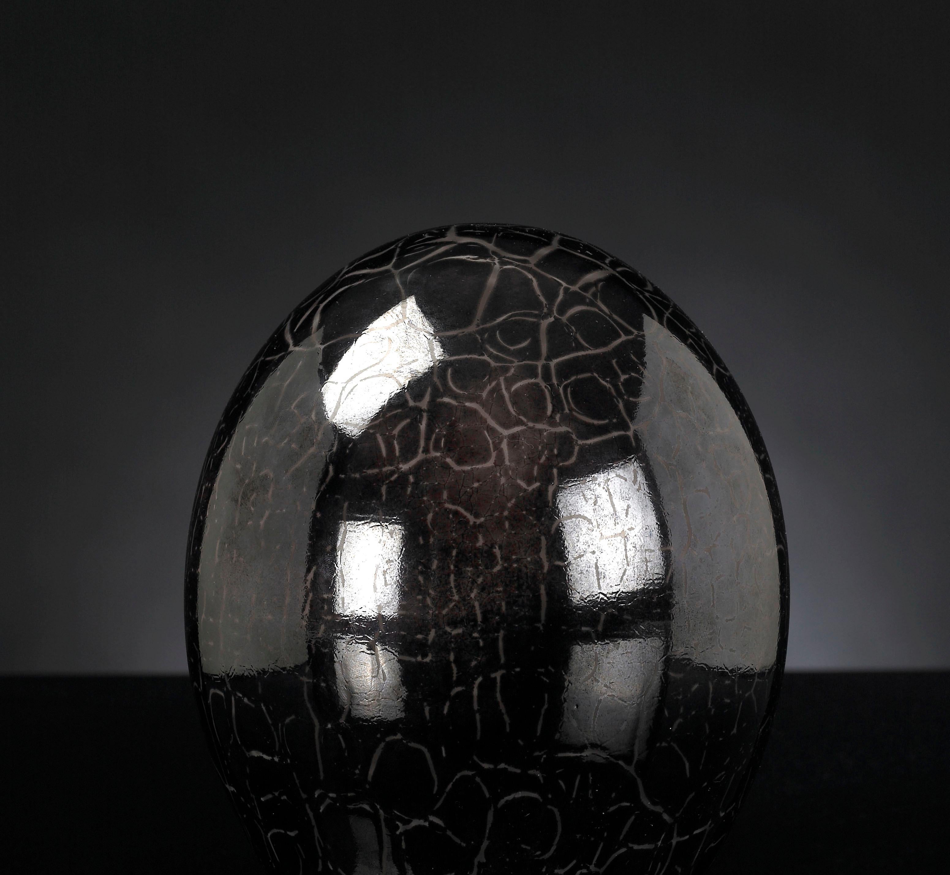 Modern Crystal Egg Color Metallic Brown, in Glass, Italy For Sale