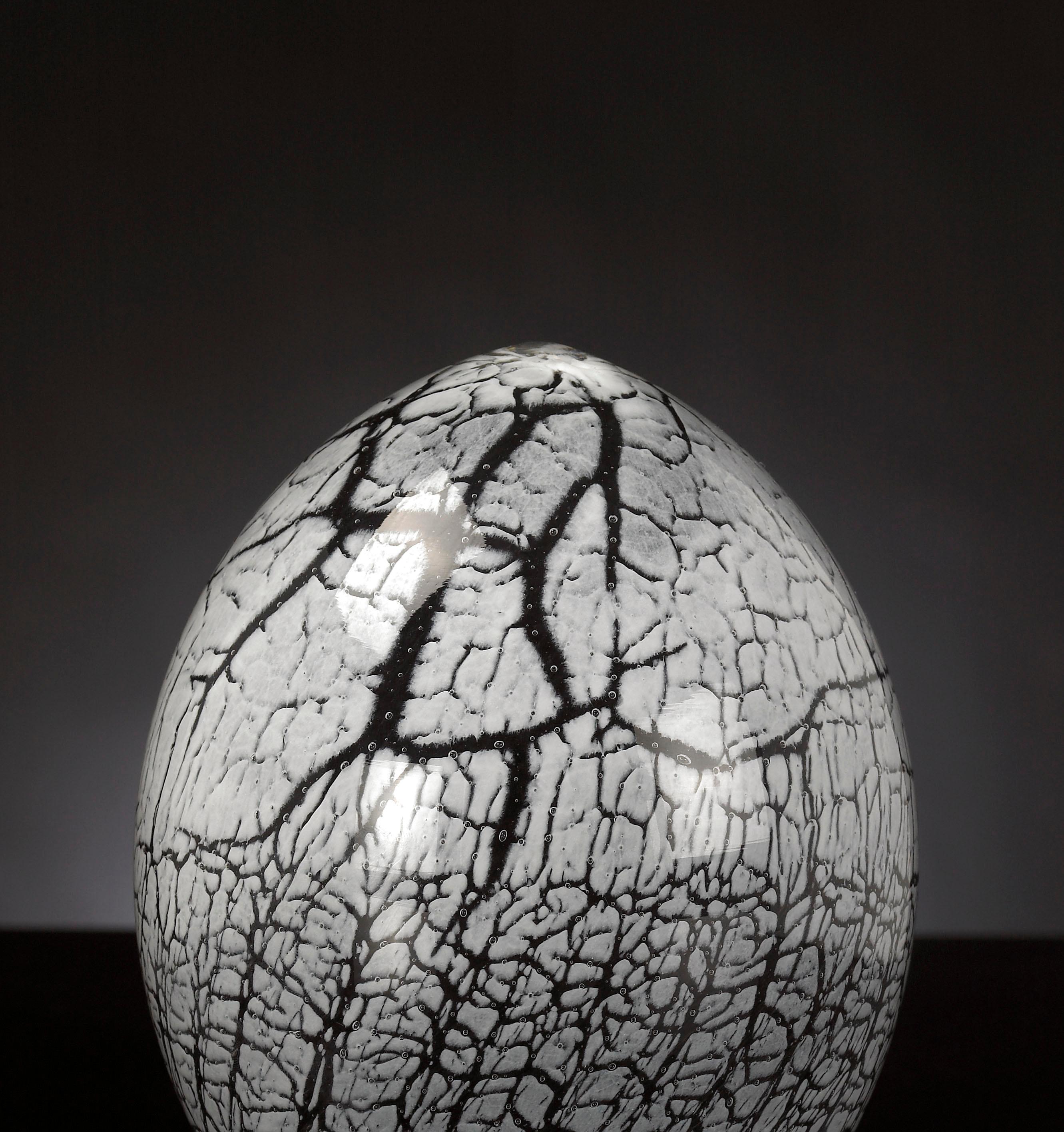 Modern Crystal Egg Color White, in Glass, Italy For Sale