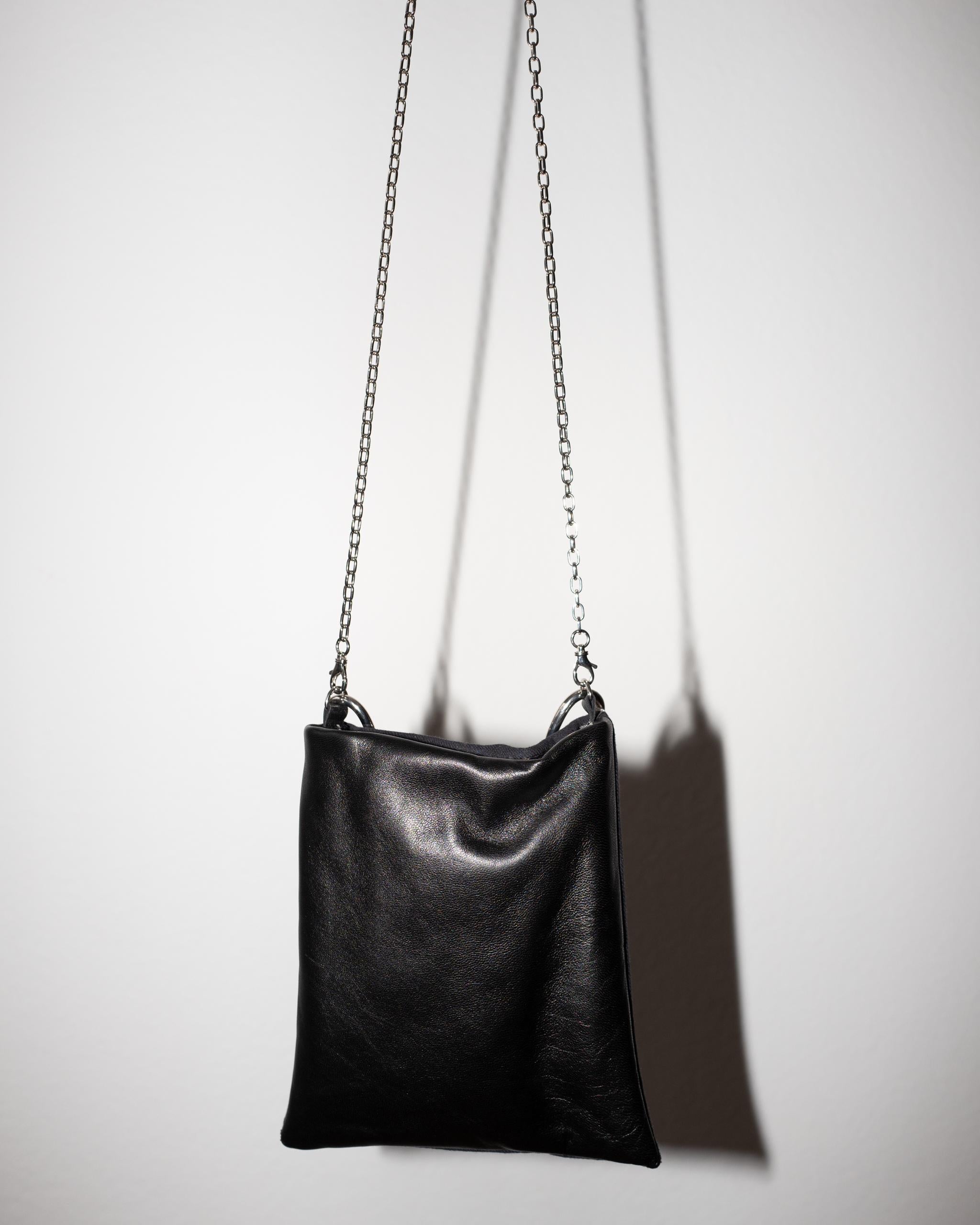 Crystal Embellished Blue Evening Shoulder Bag Black Leather Chunky Chain 5