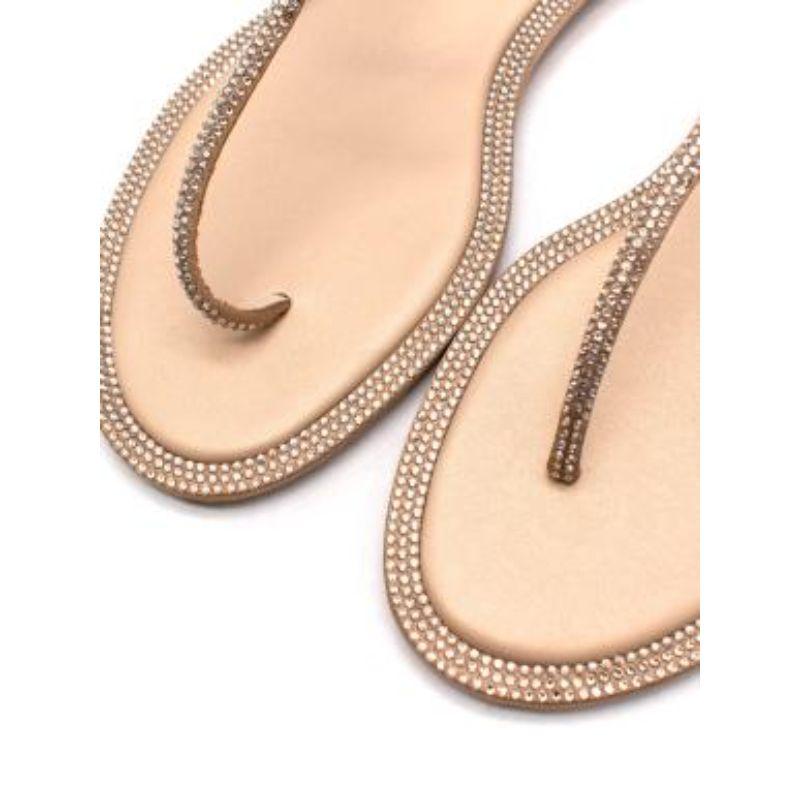 Crystal Embellished Champagne Sandals For Sale 2