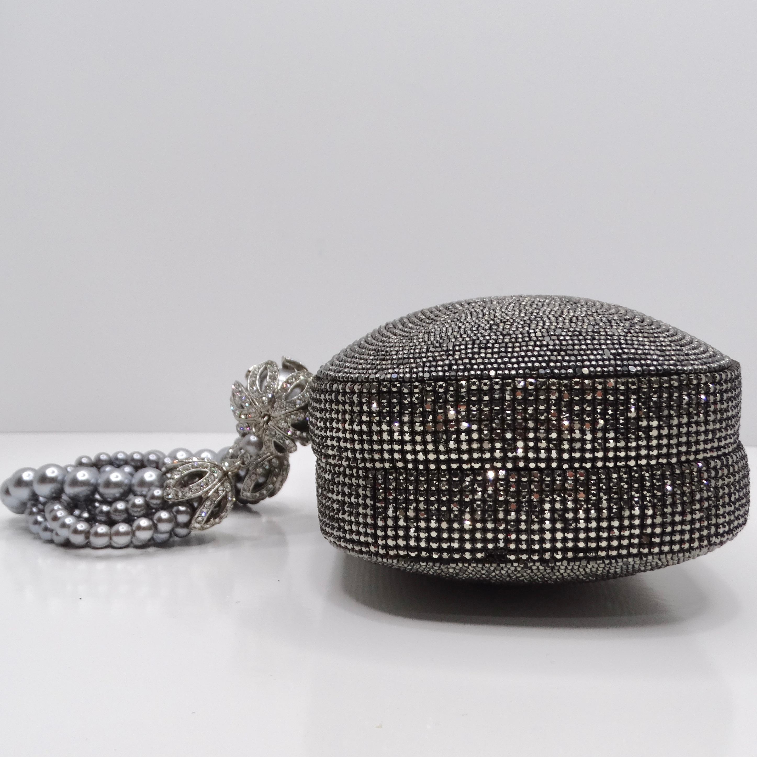 Women's or Men's Crystal Embellished Faux Pearl Clutch Bag For Sale